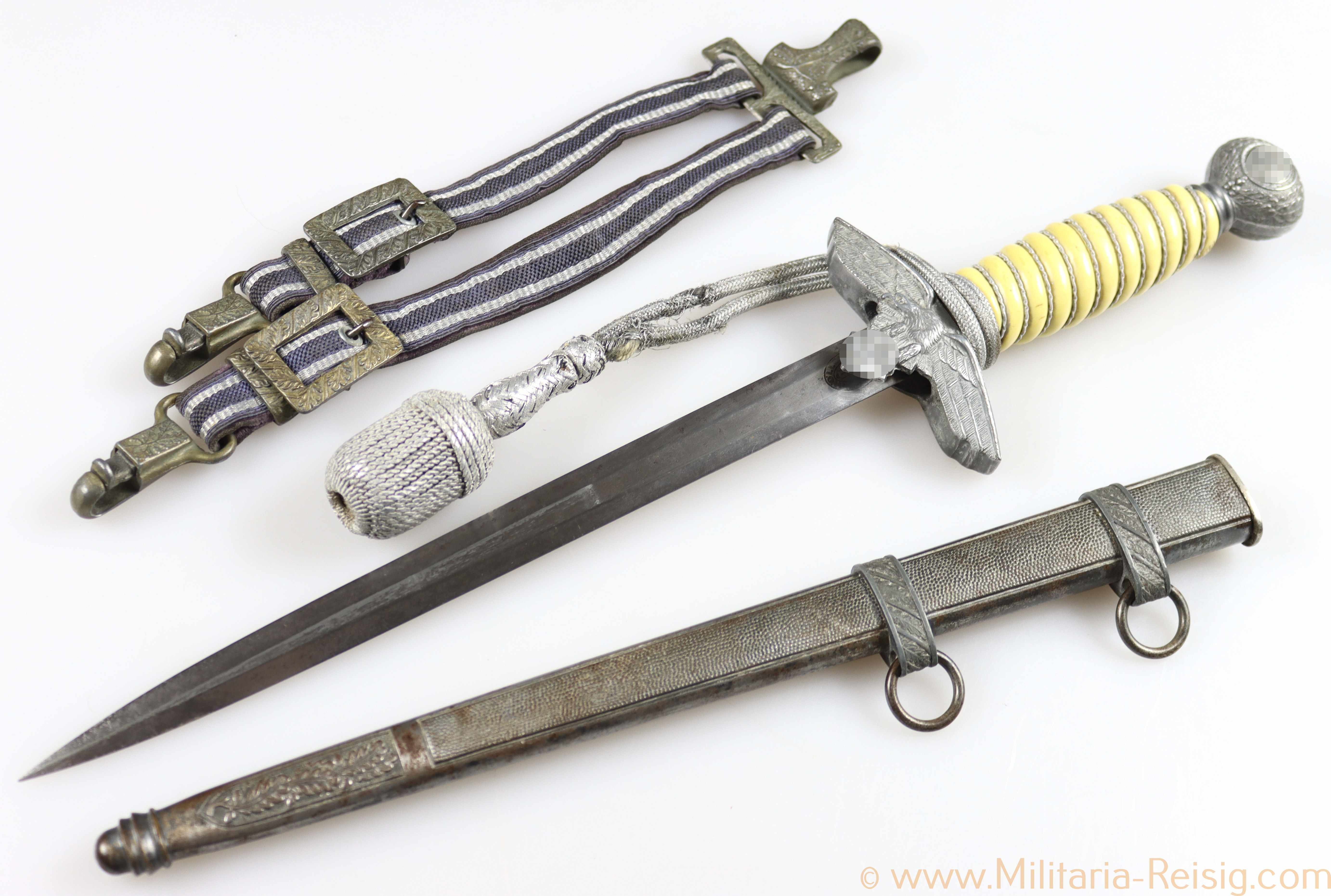 Luftwaffe Offiziersdolch mit Gehänge und Portepee, Hersteller F. W. Höller, Solingen