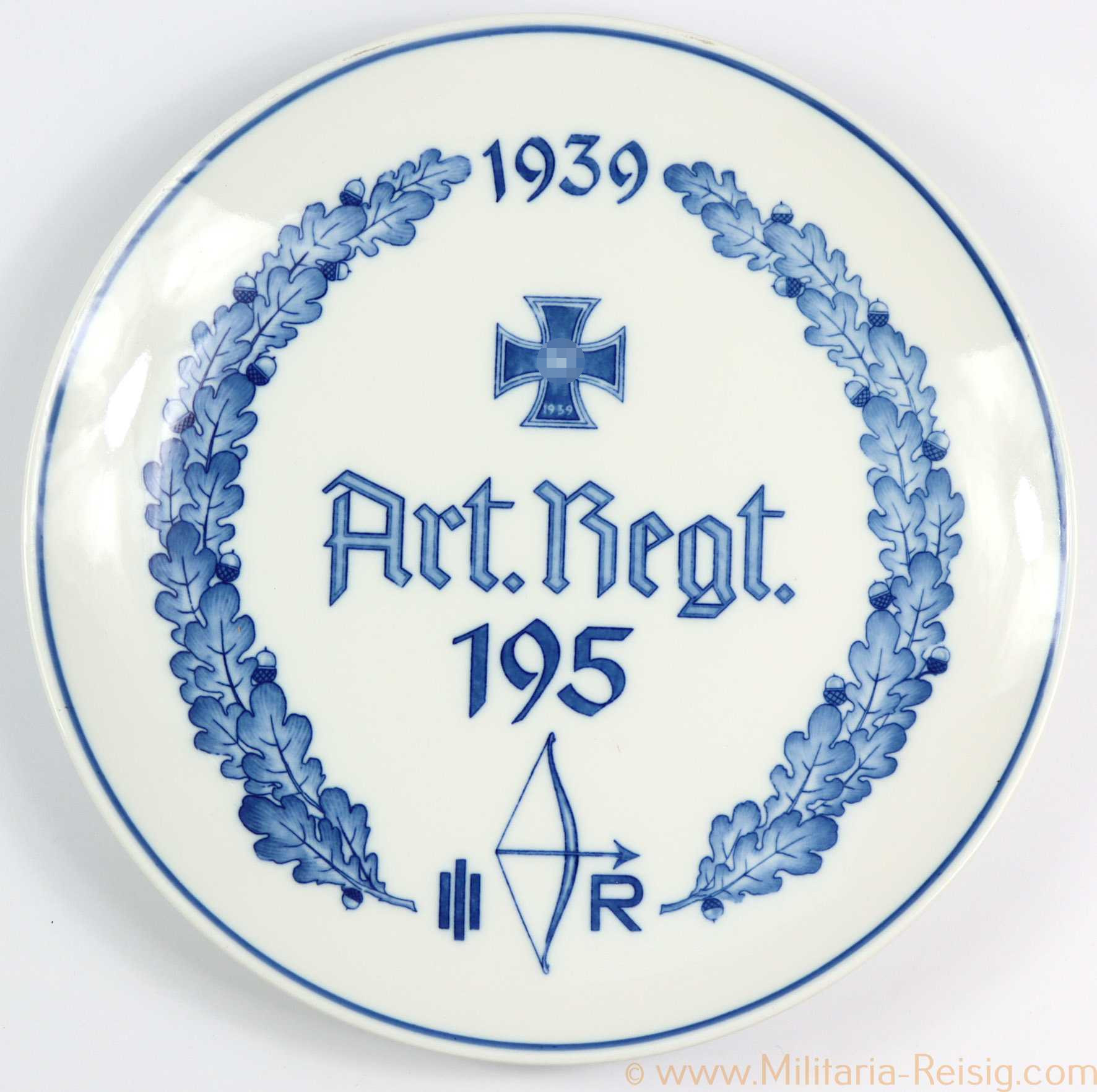 Wehrmacht Regimentsteller "Art.Rgt. 195", Hersteller Meissen