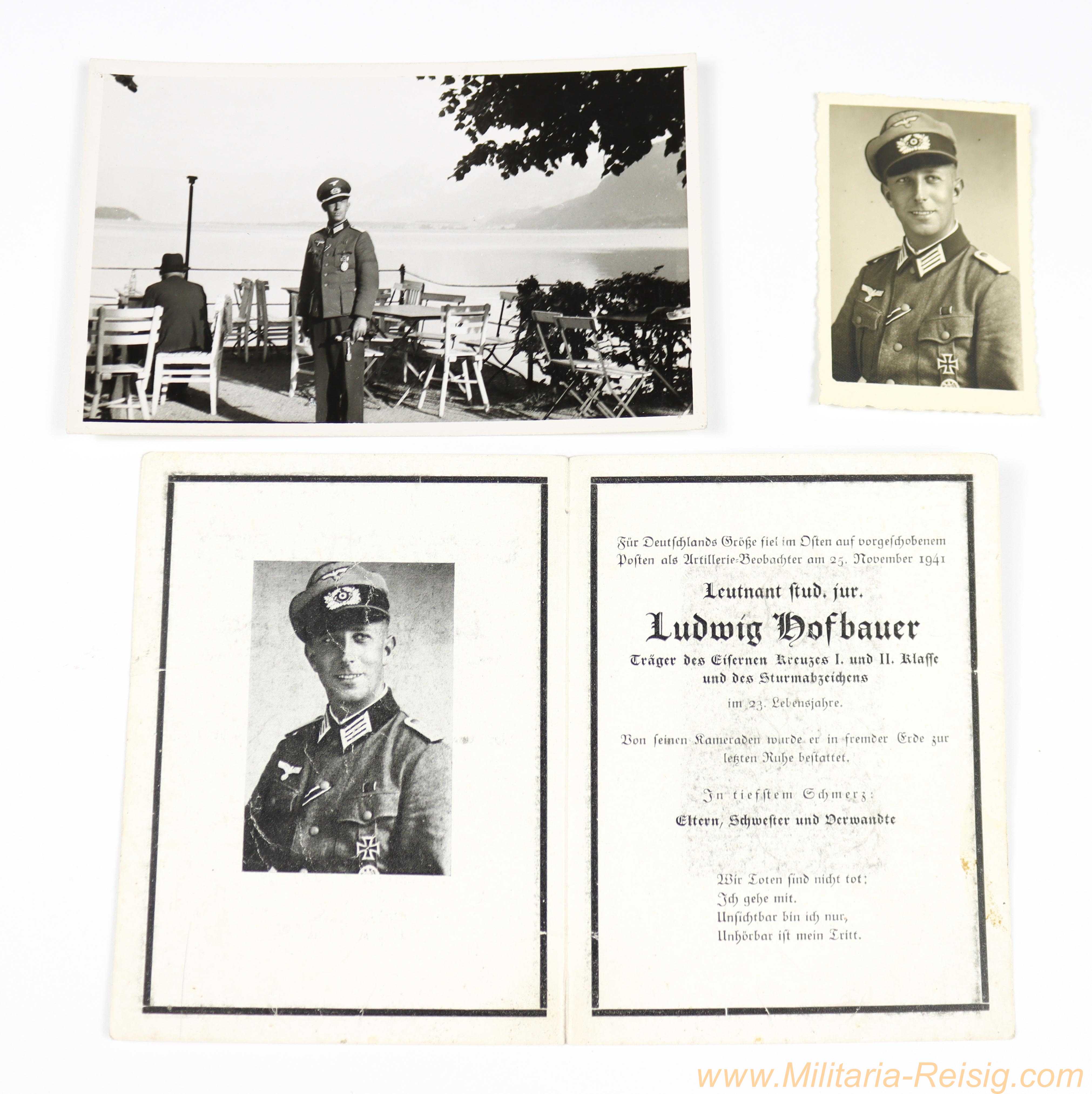 Wehrmacht Trauerkarte / Sterbebild – Leutnant (stud. jur.) Ludwig Hofbauer, gefallen 25.11.1941