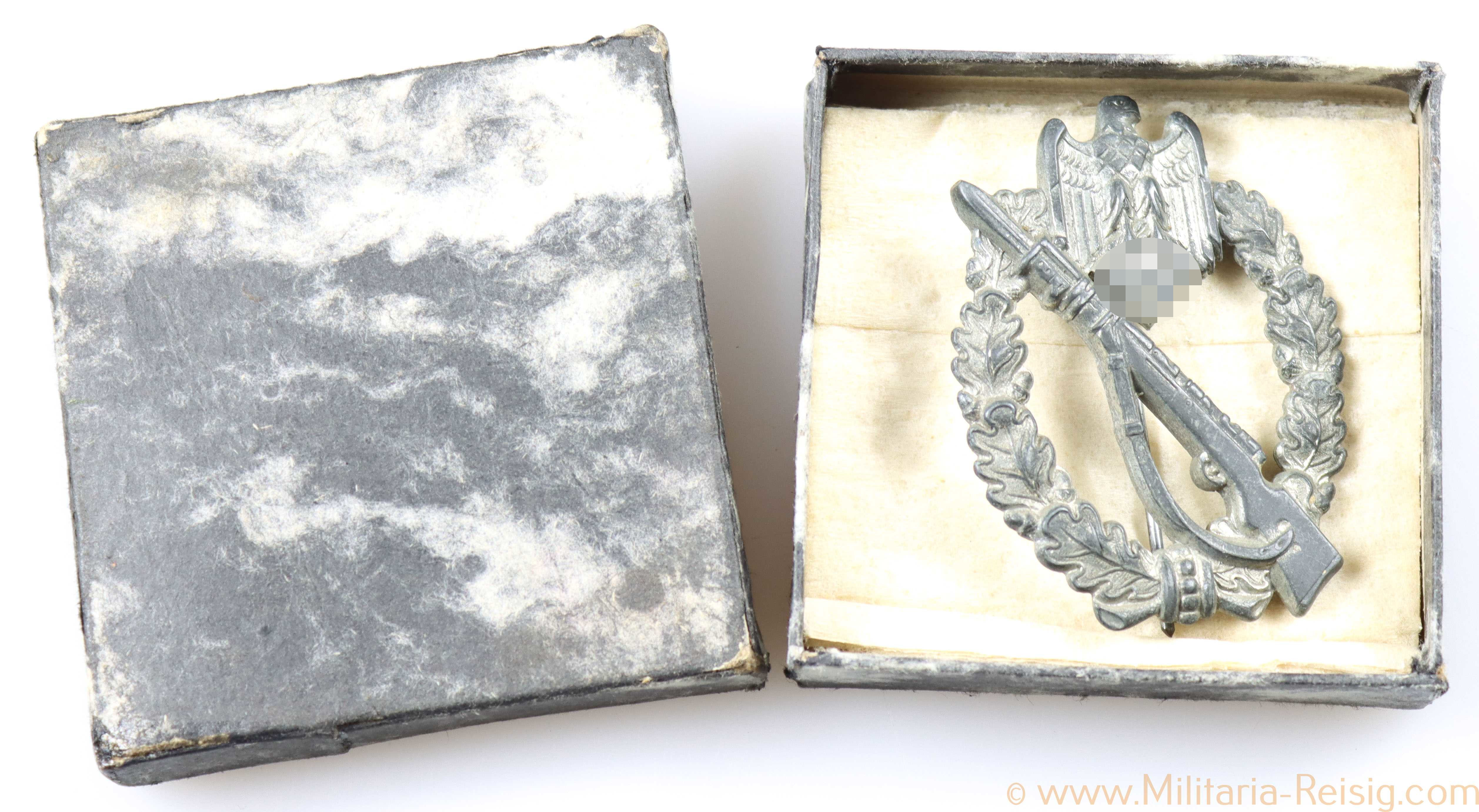 Infanterie Sturmabzeichen im Etui, Hersteller Gottlieb & Wagner, Oberstein