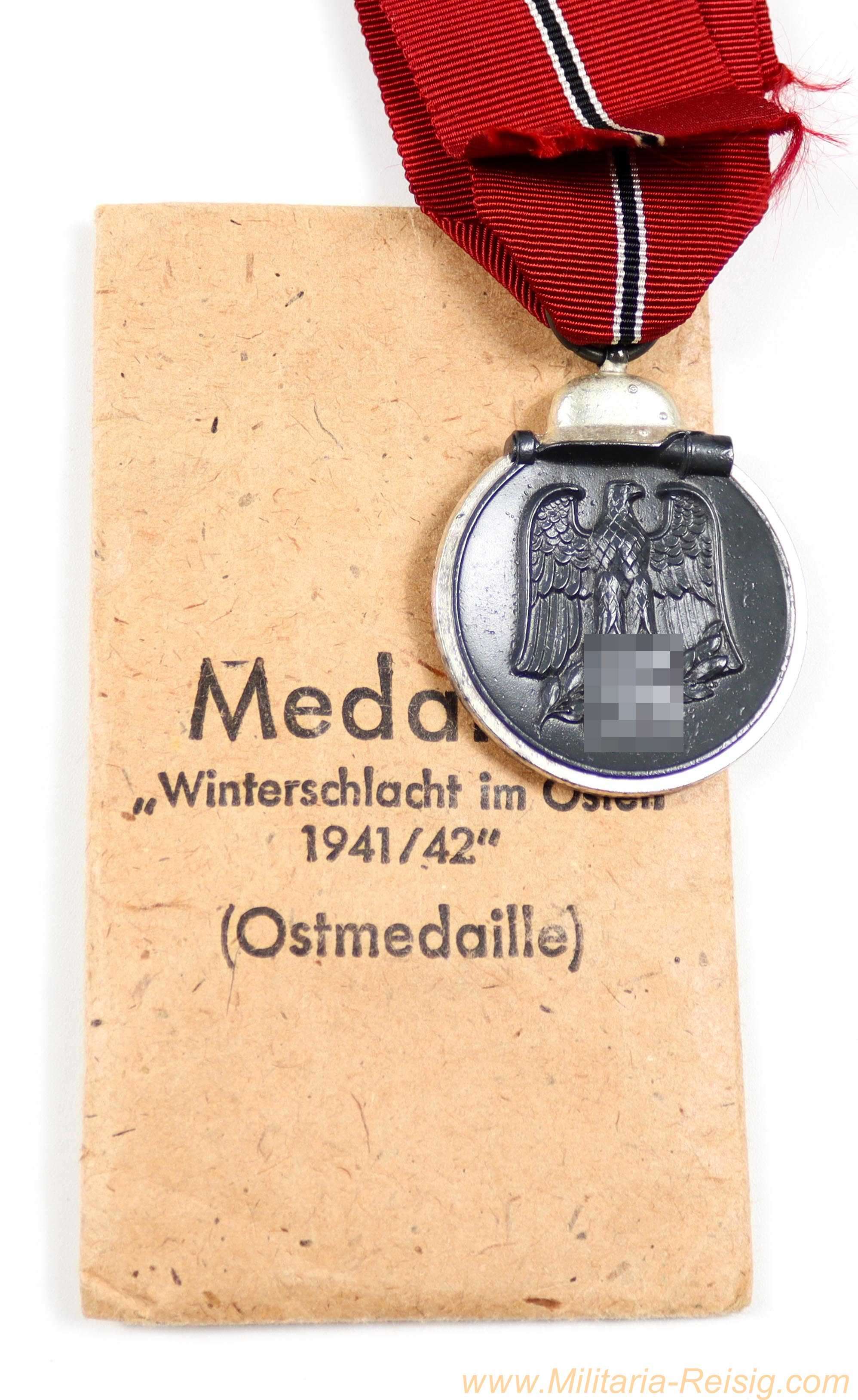Ostmedaille "Winterschlacht im Osten 1941/42" mit Verleihungstüte (L55) – Hersteller "100" - MINT!