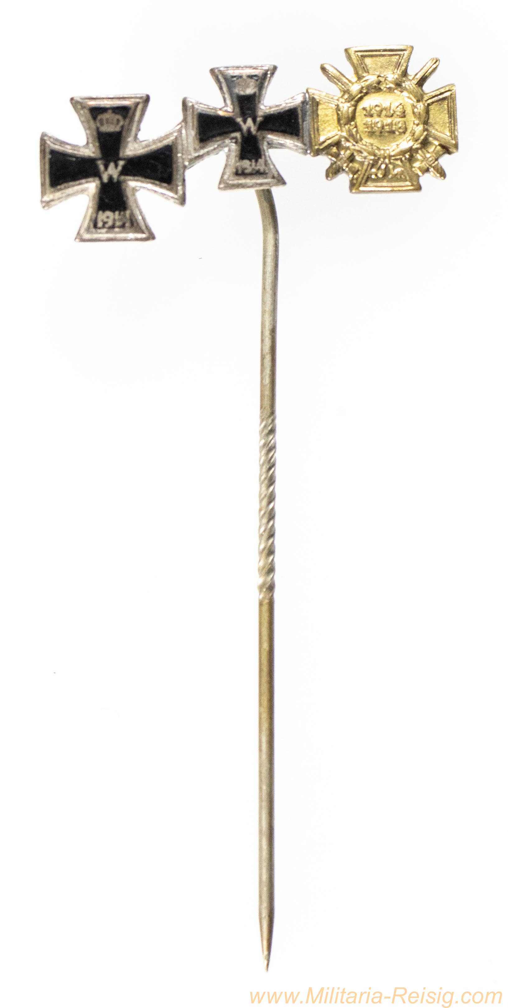 Anstecknadel 2x Eisernes Kreuz 1914 und Ehrenkreuz für Frontkämpfer