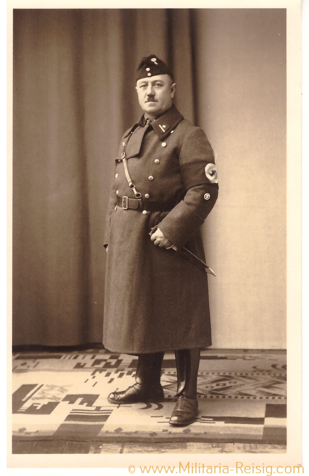 Foto Postkarte eines Oberscharführers, NSKK-Mann in Uniform, NSKK Dienstdolch