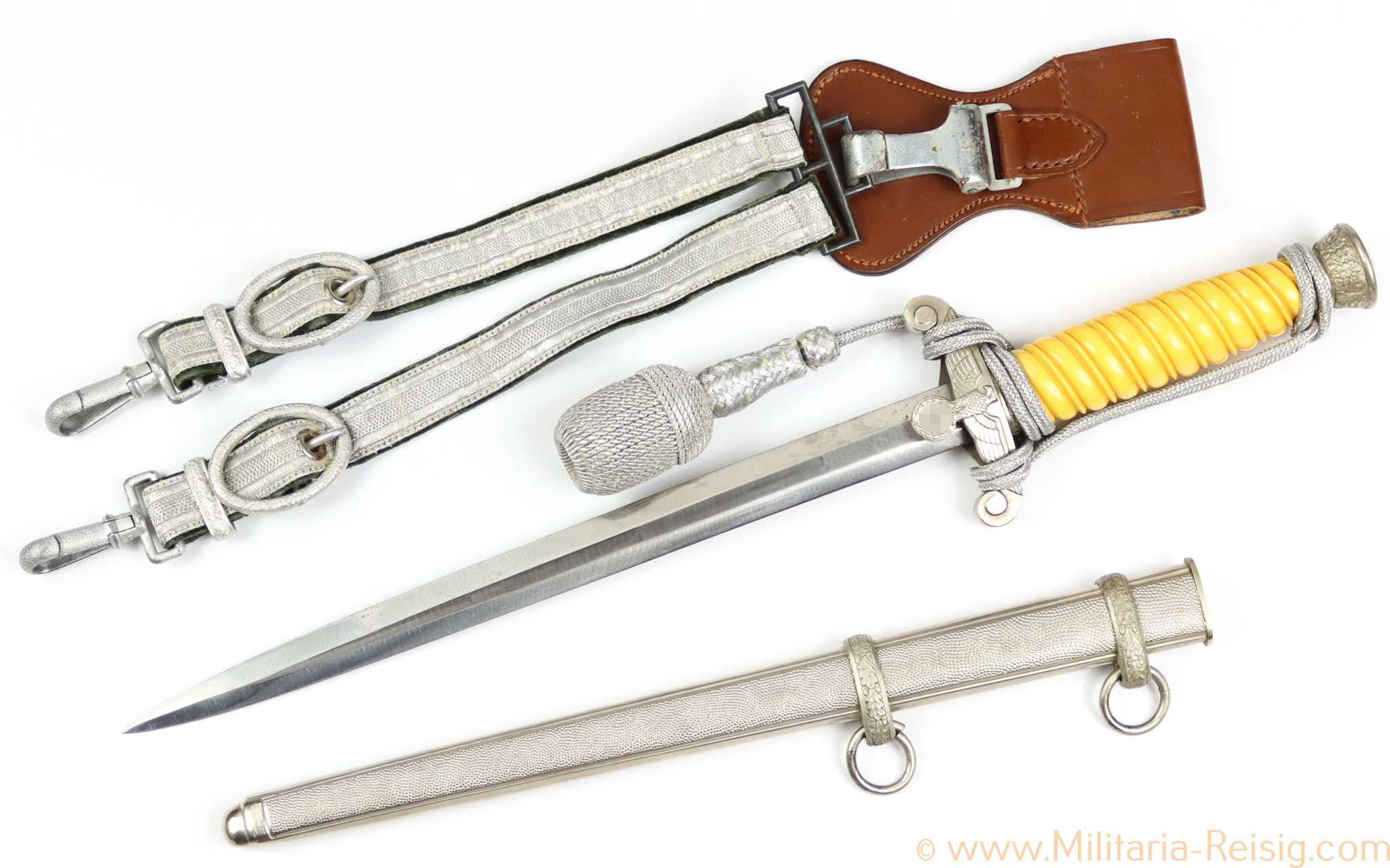 Heeres Offiziersdolch, Hersteller Anton Wingen Jr., Solingen mit Gehänge u. Portepee