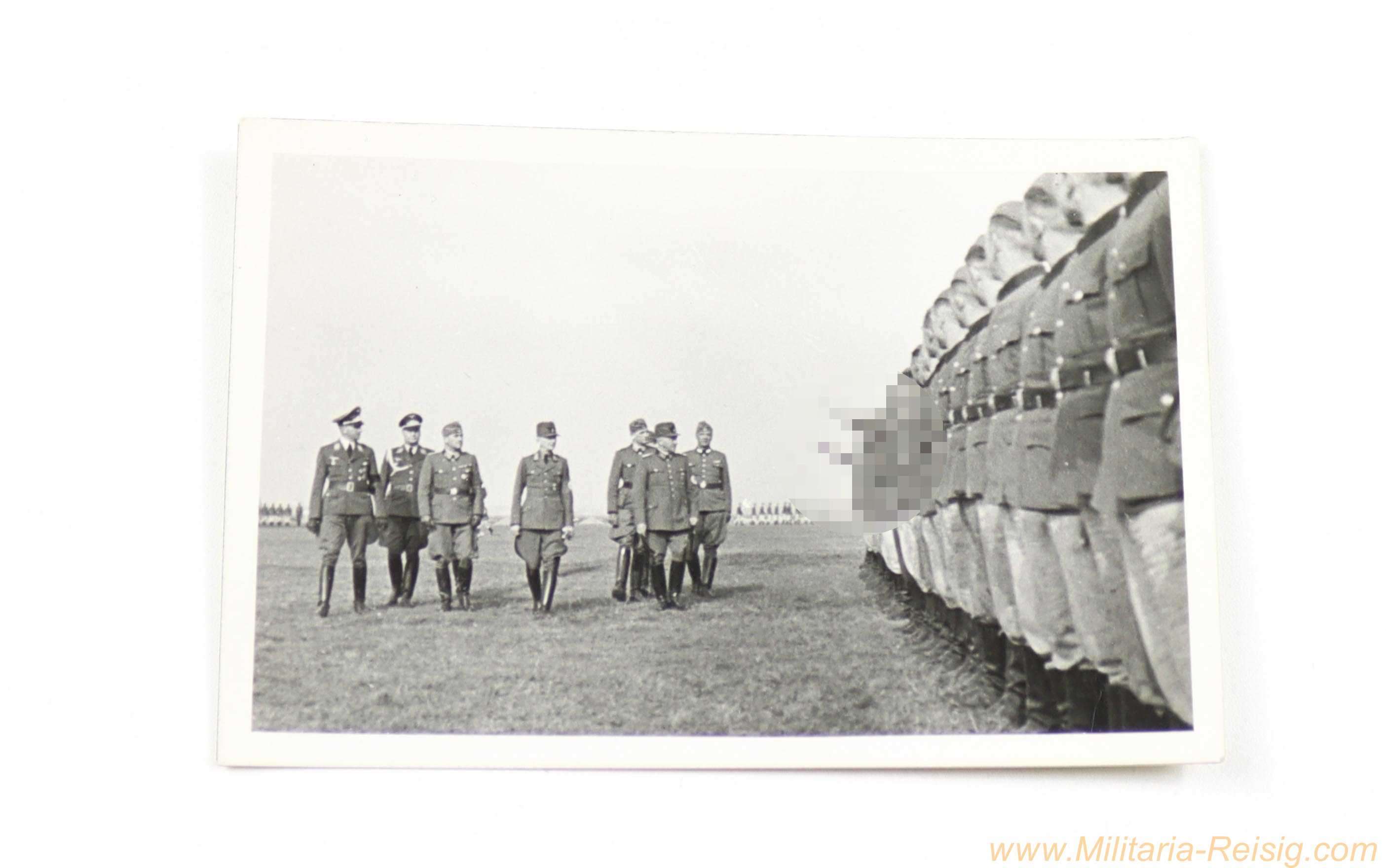 Originalfoto RAD-Reichsarbeitsführer Konstantin Hierl beim Abschreiten der Front – Agfa Brovira