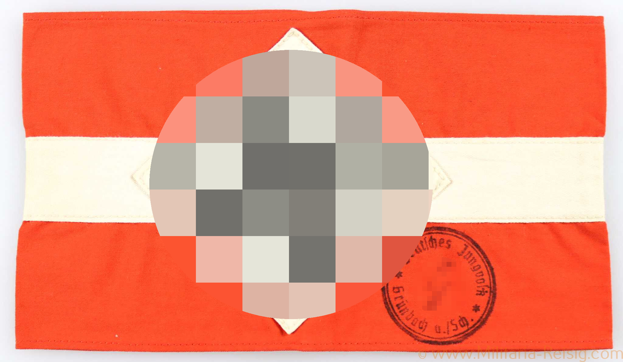 HJ Armbinde mit Stempel Grünbach am Schneeberg