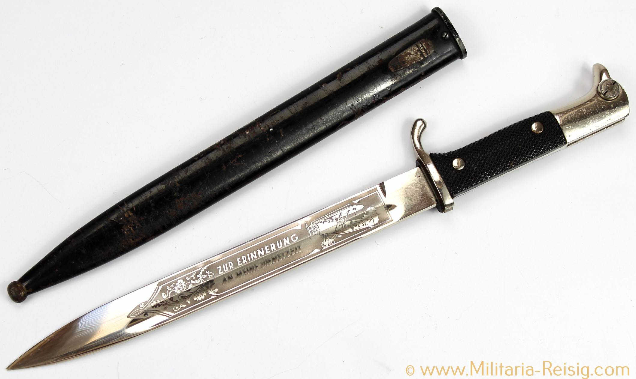 Luftwaffe Extra Seitengewehr mit Klingenätzung, Ernst Pack & Söhne (E. P. & S.)