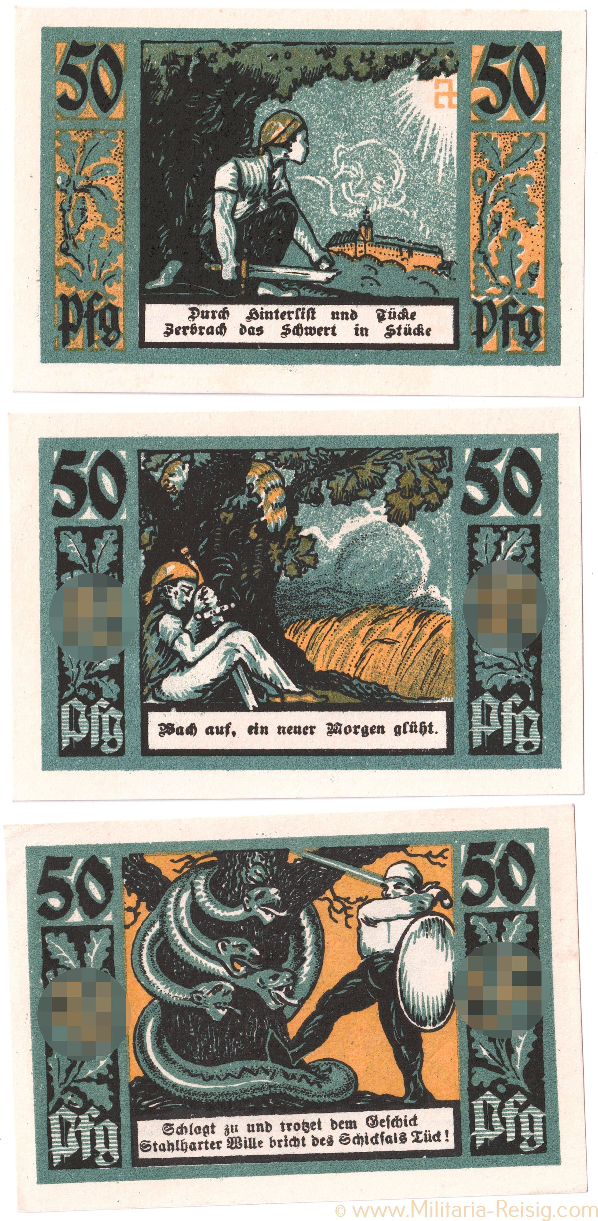 Satz Schutz- und Trutzbund, Ortsgruppe Rudolstadt 50 Pfennig Notgeld