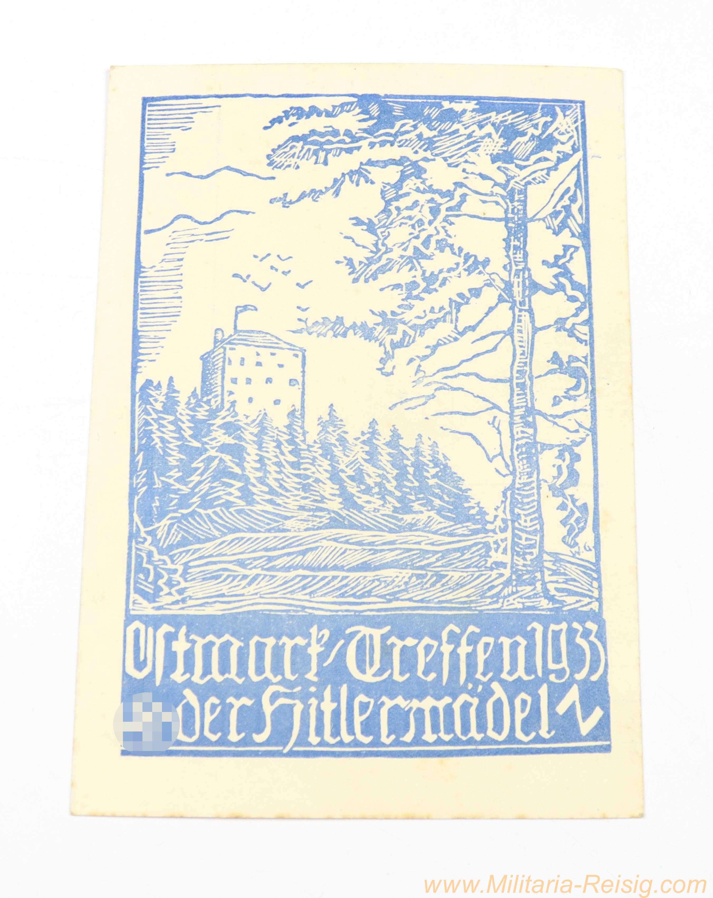 Propaganda-Postkarte "Ostmark-Treffen 1933 der Hitlermädel" – Saldenburg im Bayerischen Wald