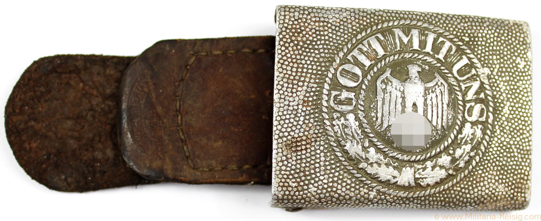 Wehrmacht Koppelschloss "Gott mit uns" mit Lederzunge, Herst. R.S. & S.