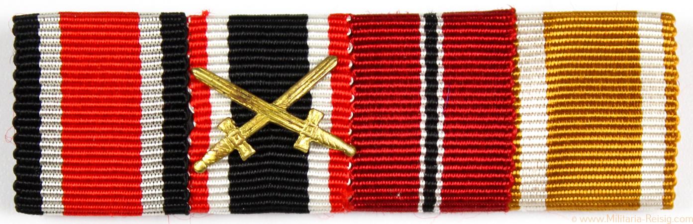 4er Bandspange - EK 1939, KVK, Ostmedaille und Schutzwall