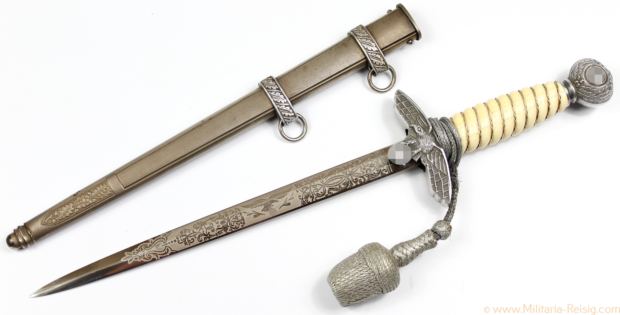 Luftwaffe Offiziersdolch mit Klingenätzung, Herst. Emil Voos, Solingen, extrem selten!