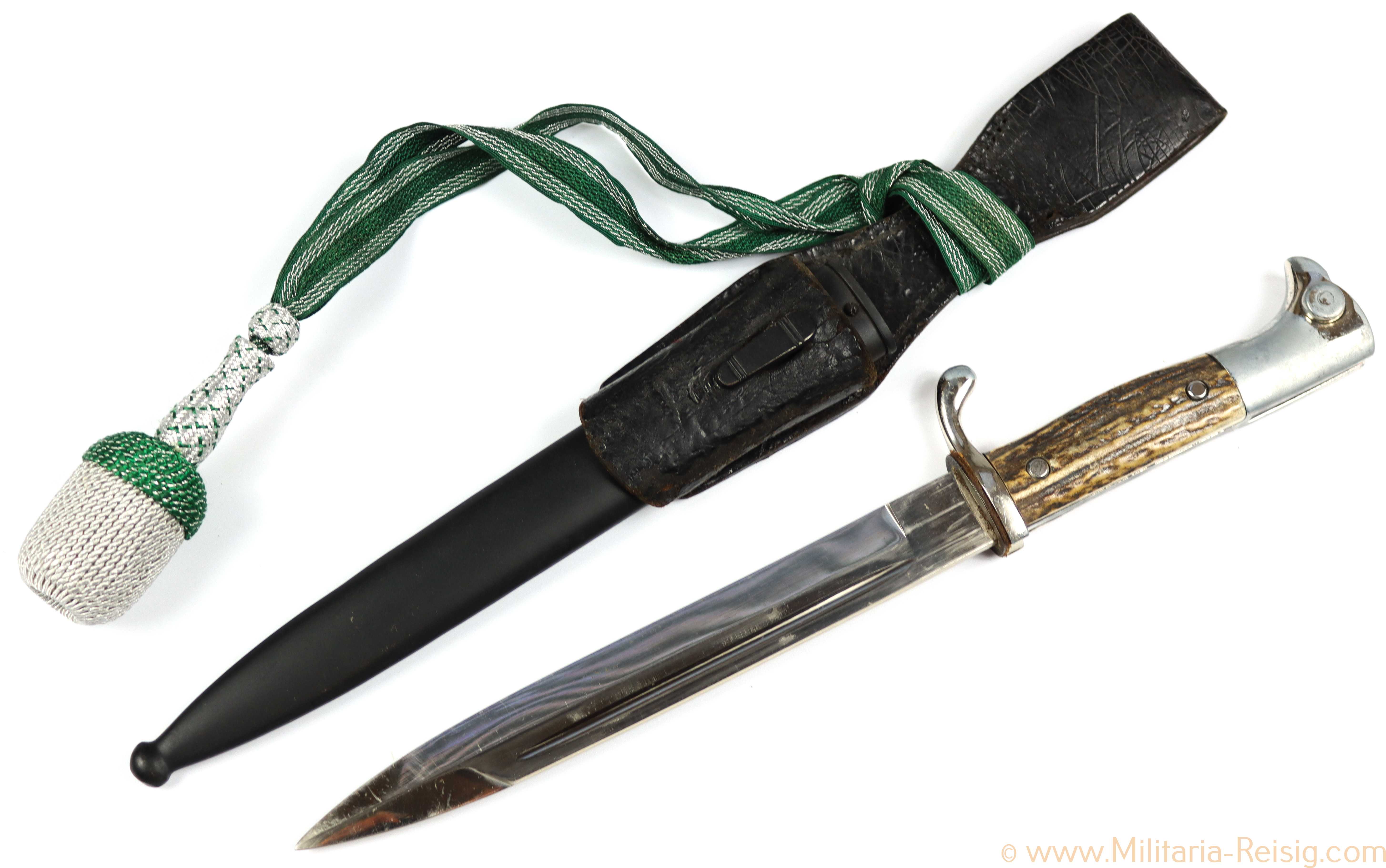 Extra Seitengewehr mit Hirschhorn Griffschalen, Hersteller Carl Eickhorn, Solingen