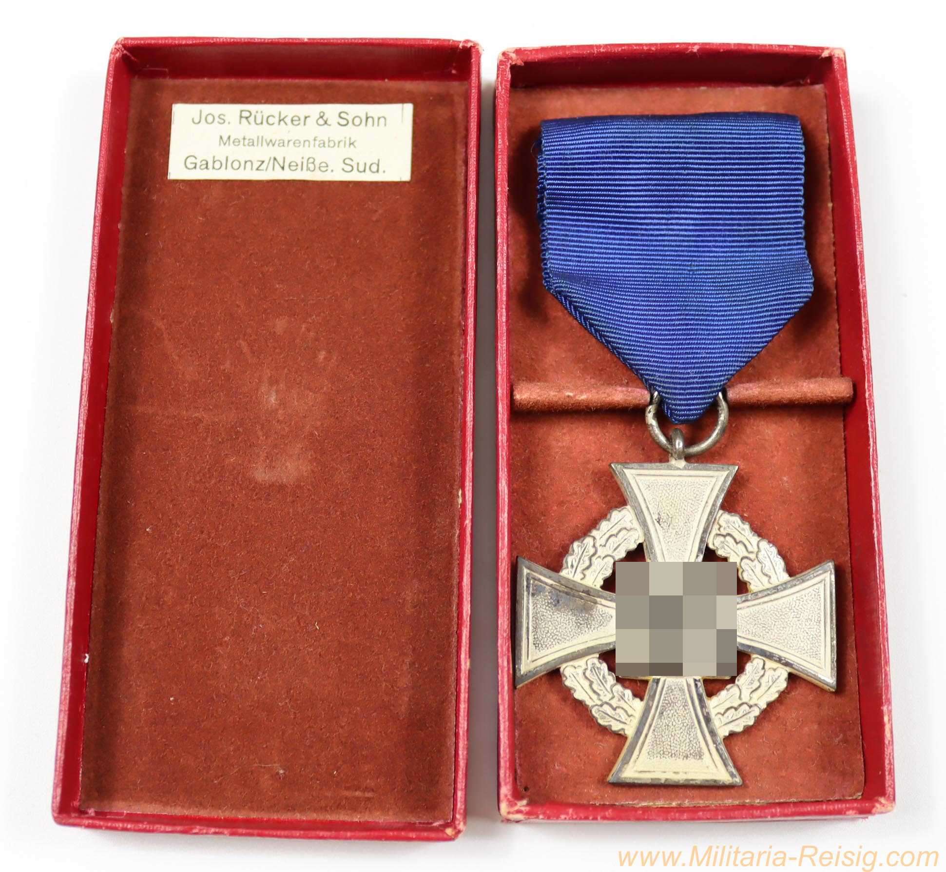 Treudienst-Ehrenzeichen für 25 Jahre im Etui - Jos. Rücker & Sohn, Gablonz/Neiße