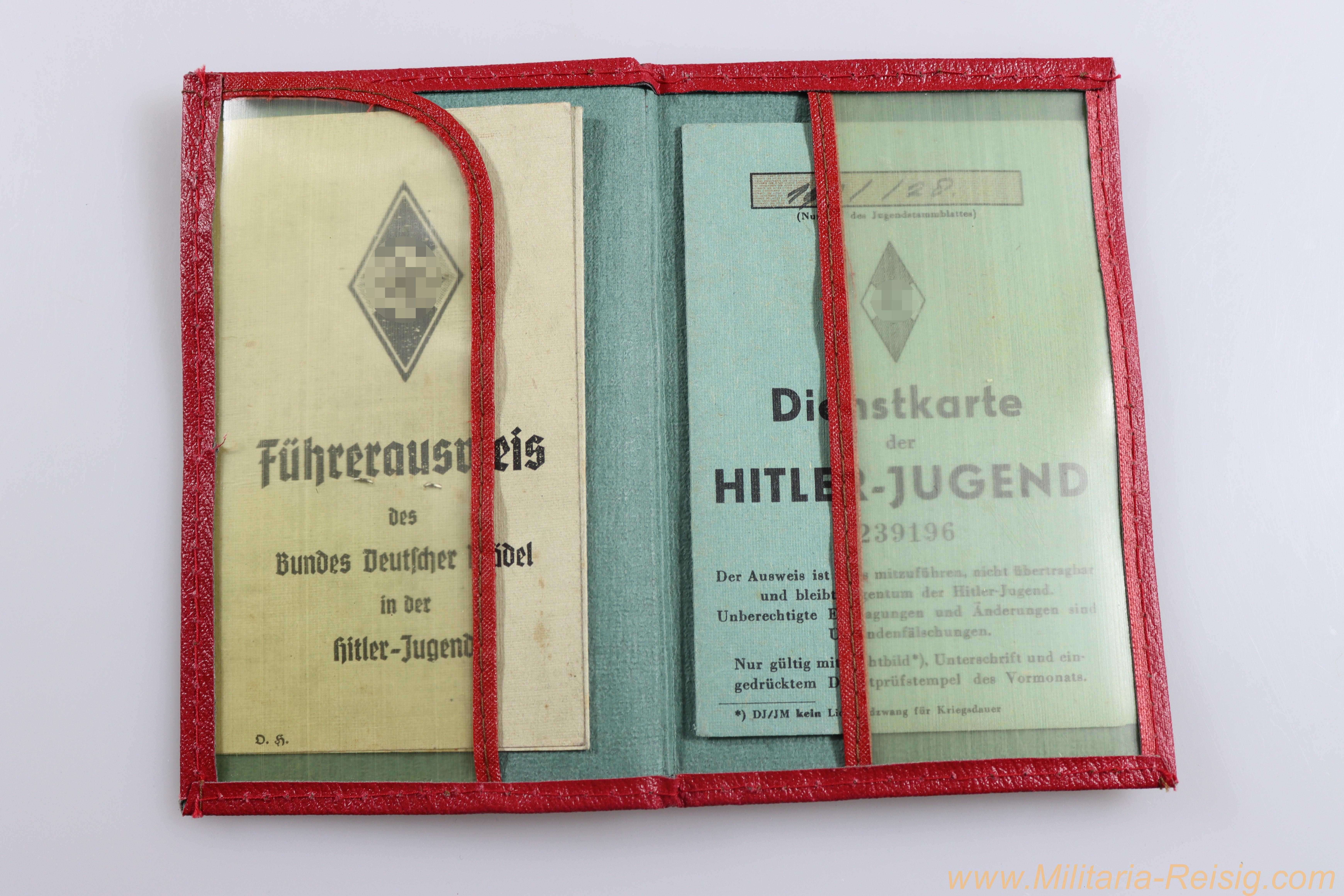 BDM Führerausweis u. Dienstkarte in der Ausweishülle Bann Stade 190