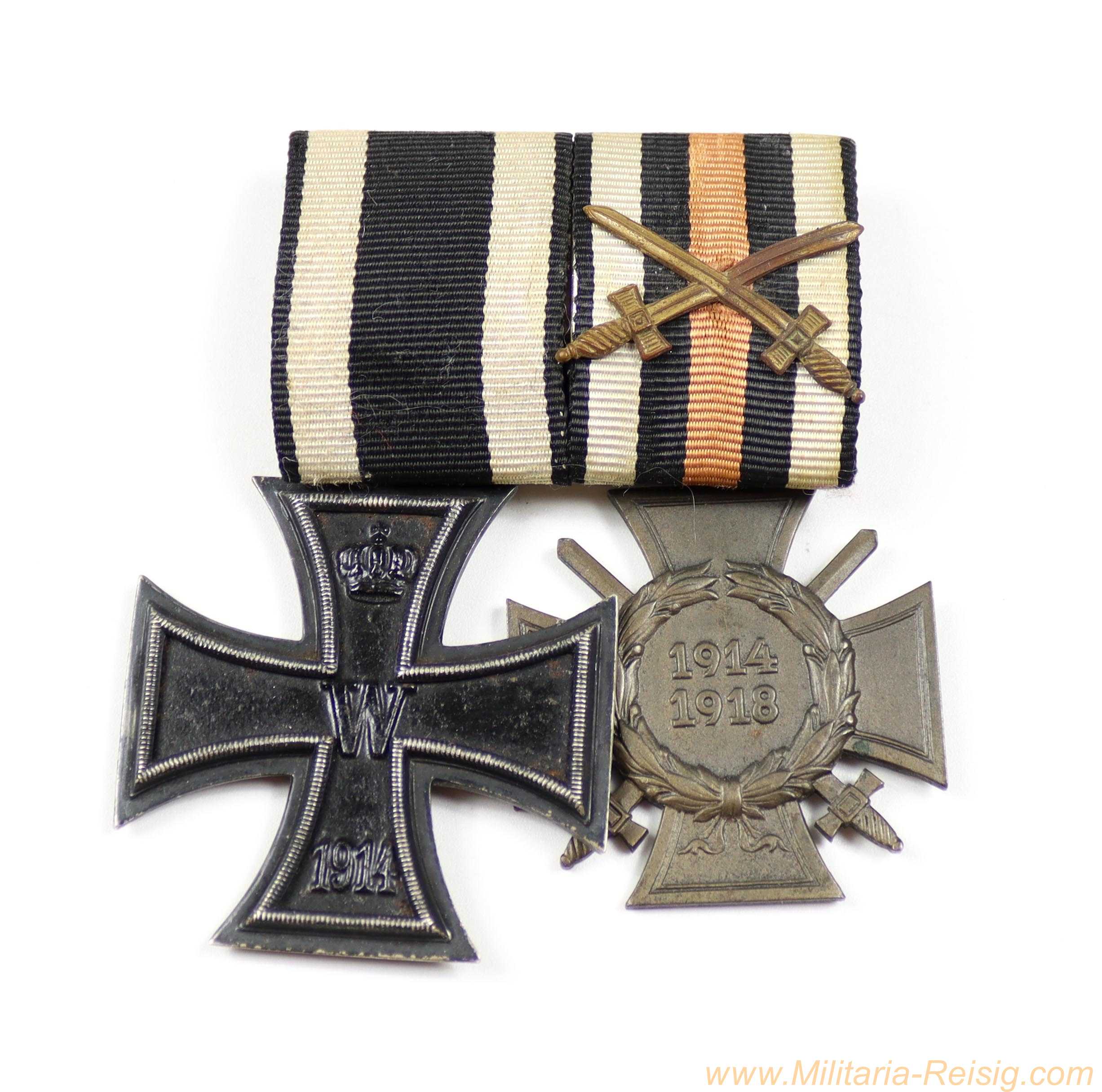 2er Ordensspange mit Eisernem Kreuz 2. Klasse 1914 und Ehrenkreuz für Frontkämpfer