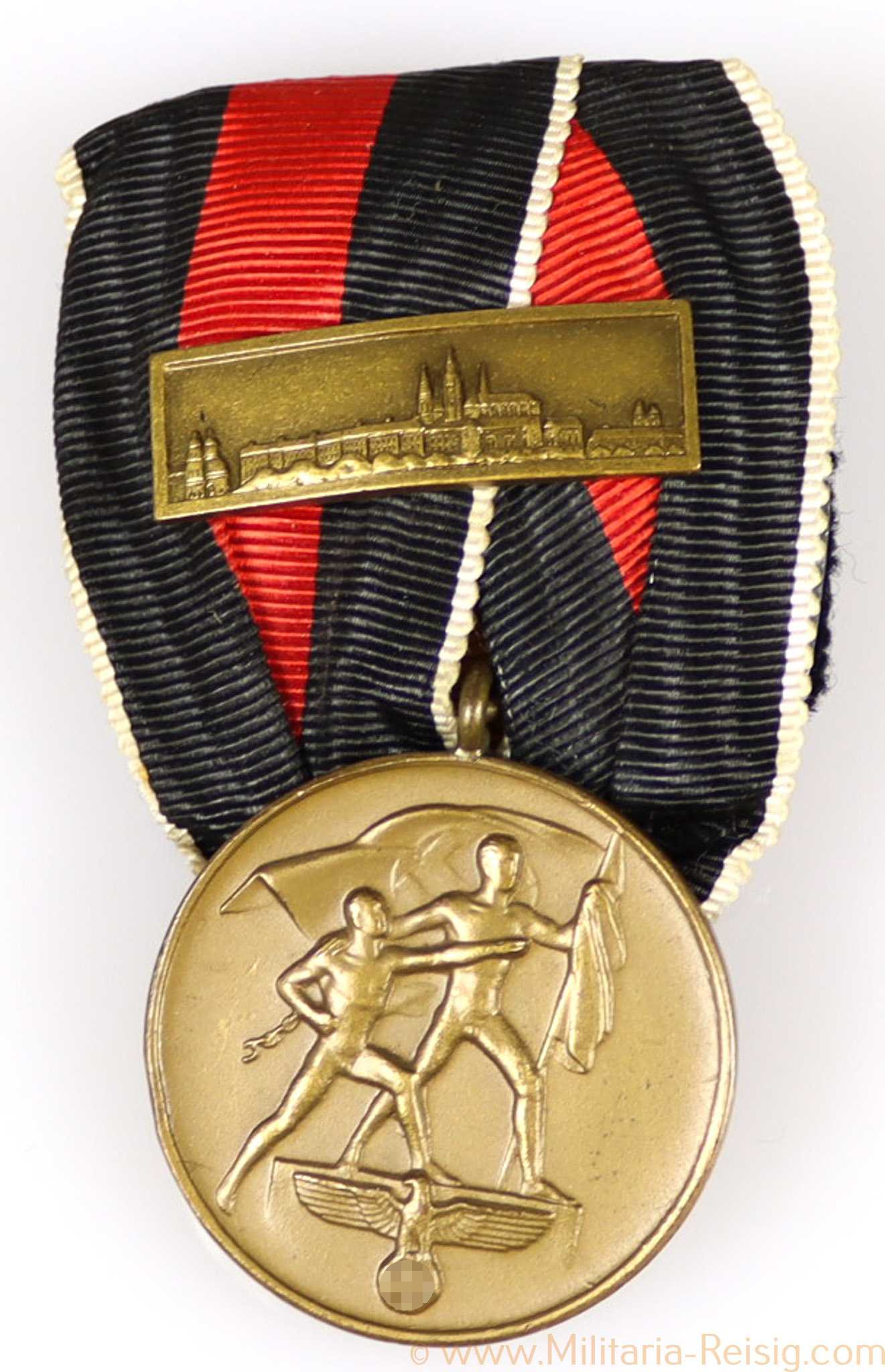 Einzelspange Sudetenland-Medaille mit Auflage "Prager Burg"