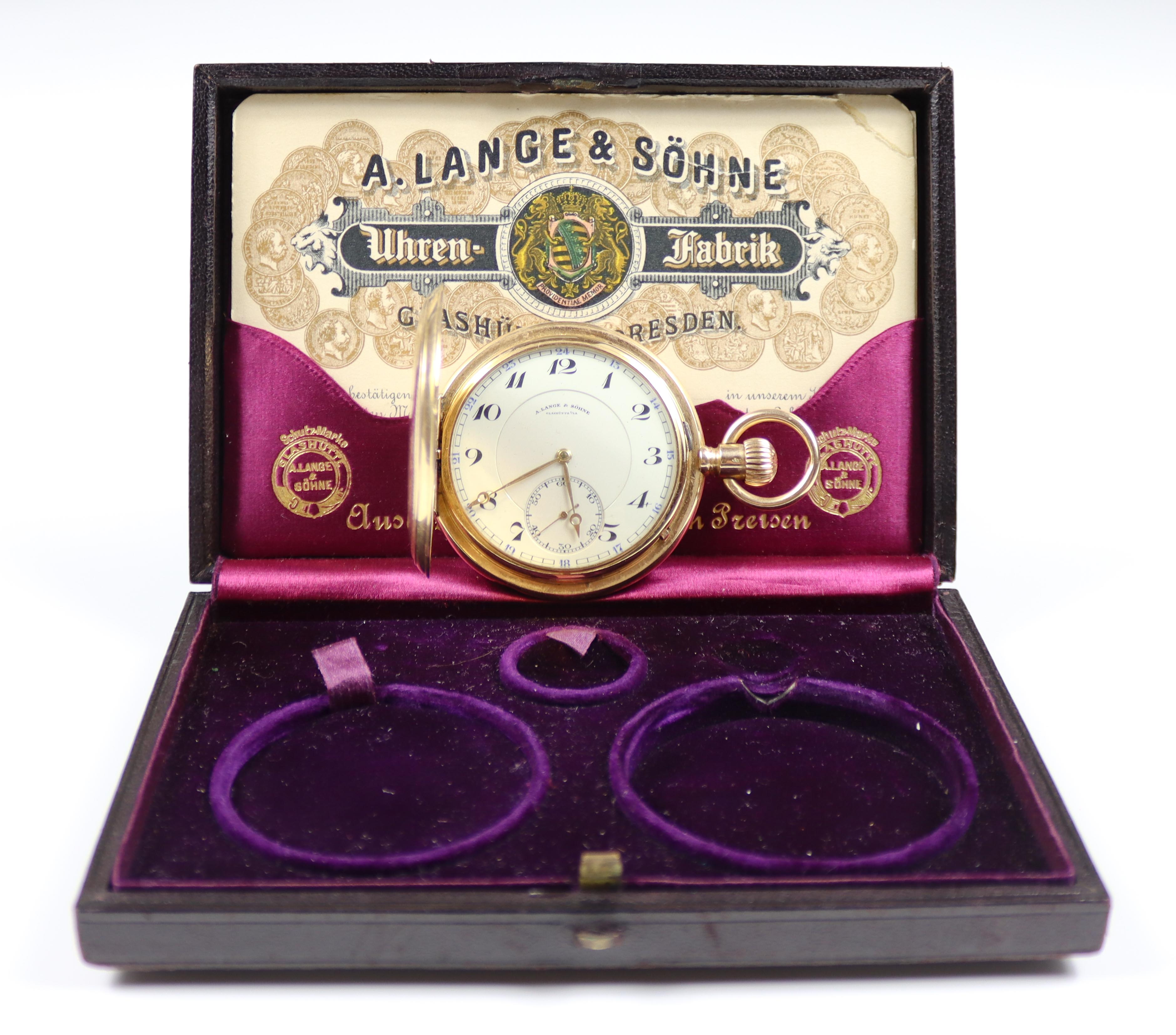 A. Lange & Söhne Glashütte Taschenuhr Nr. 61937 - 18K Gold, 1932, mit Originalbox & Papieren