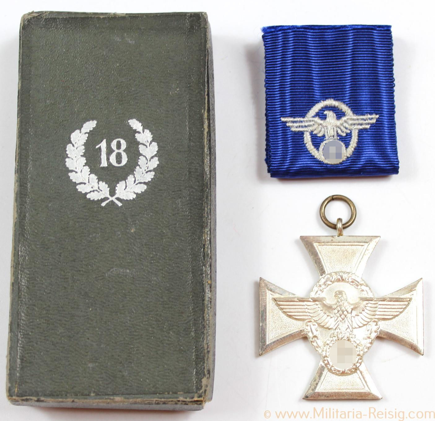 Dienstauszeichnung der Polizei 2.Stufe für 18 Jahre 1938 im Etui