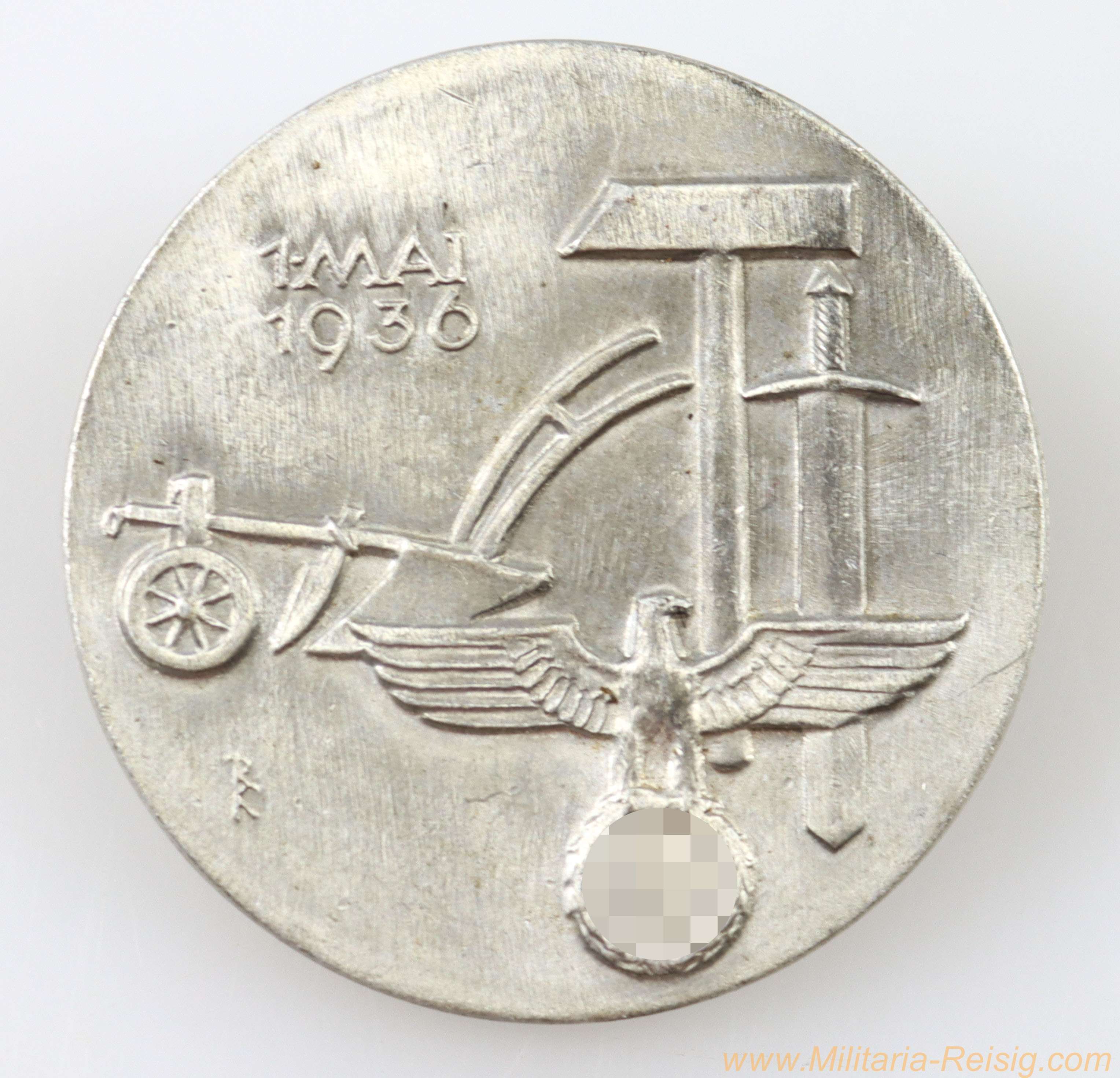 Abzeichen Tag der Arbeit 1936, Hersteller Fritz Zimmermann, Stuttgart