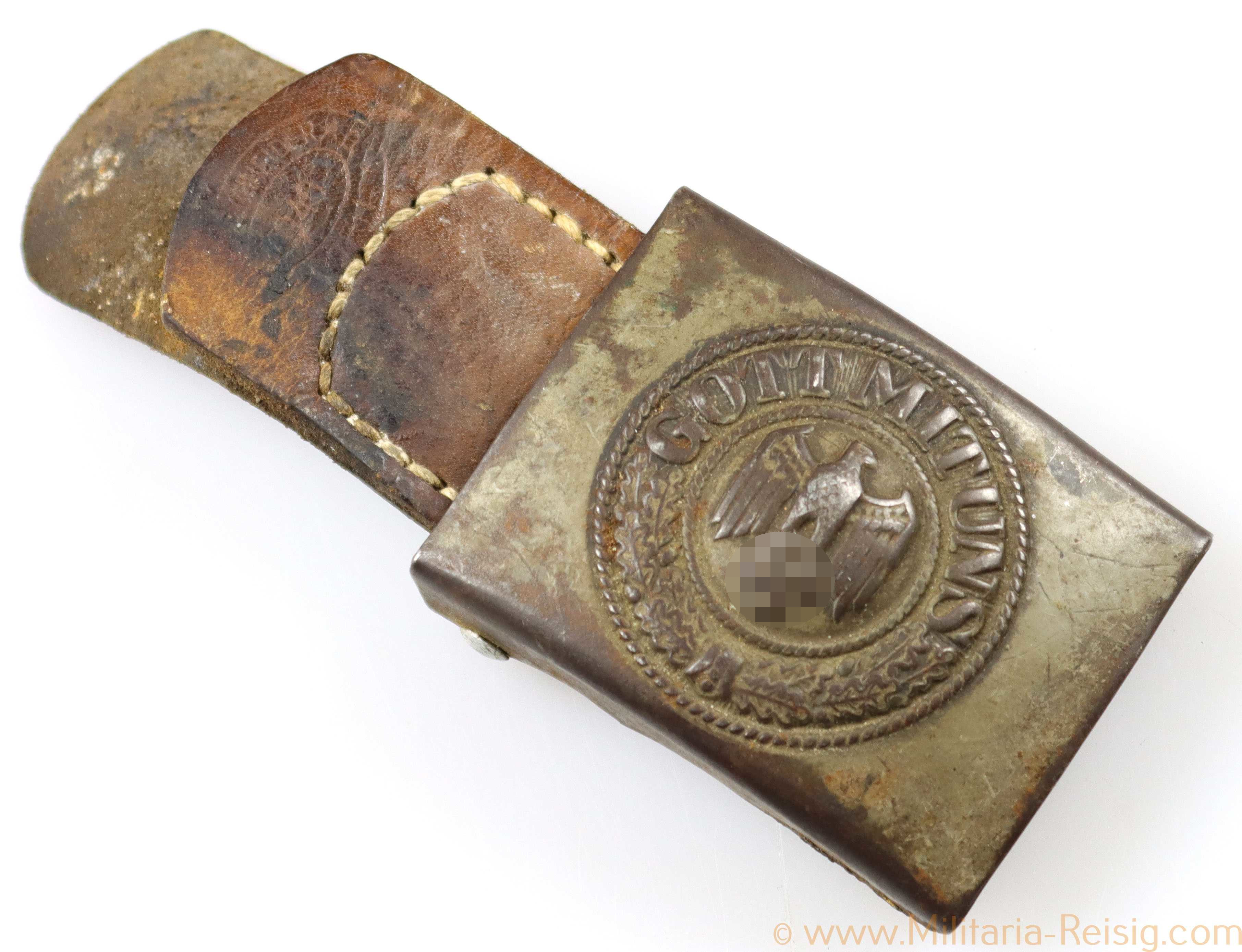 Wehrmacht Koppelschloss mit Lederzunge, Hersteller E. Schneider, Lüdenscheid