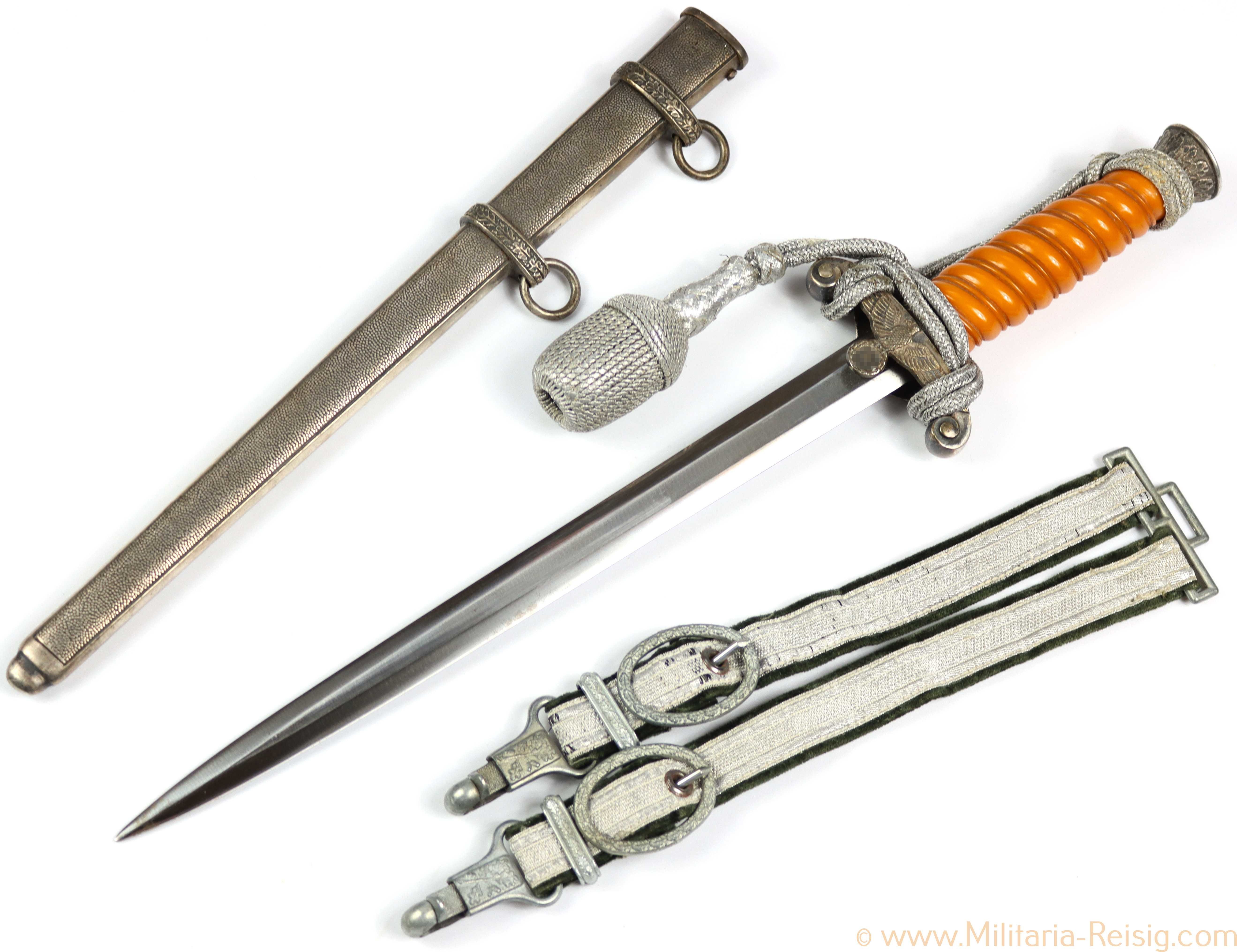 Heeres Offiziersdolch, Hersteller WKC mit Gehänge u. Portepee