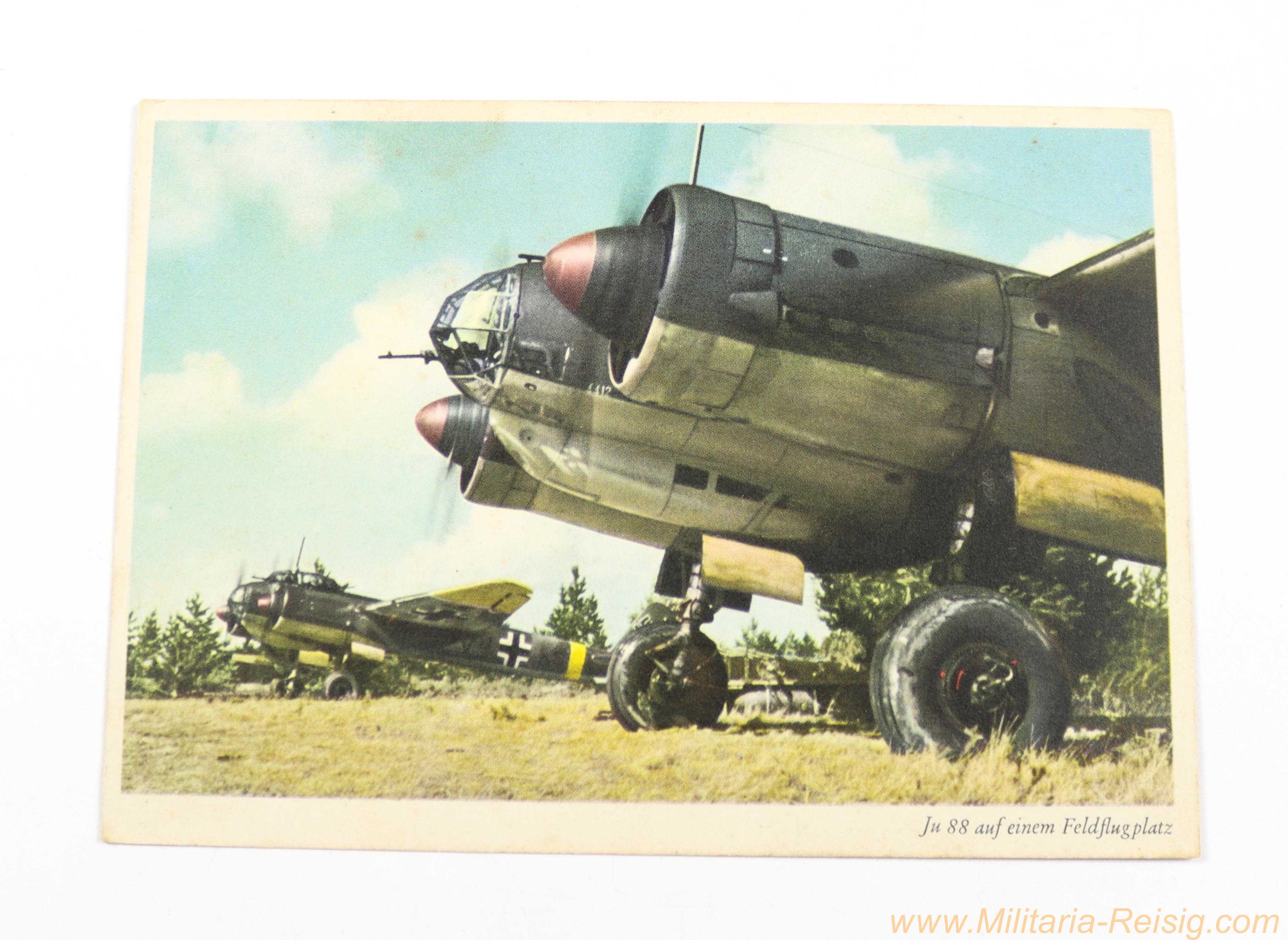 Postkarte "Ju 88 auf einem Feldflugplatz"