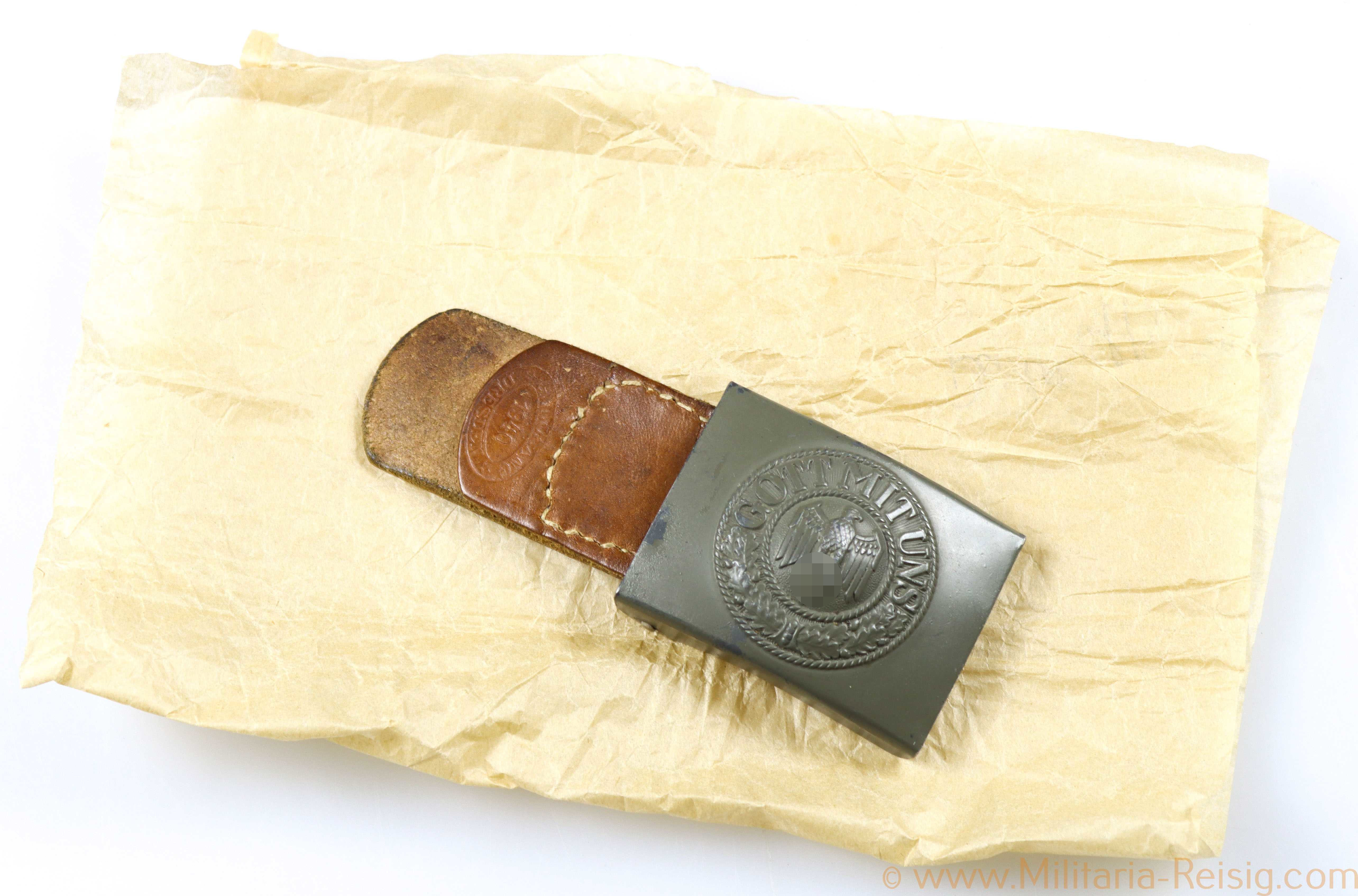 Wehrmacht Koppelschloss mit Lederzunge, Hersteller G.H. Osang, Dresden 1940