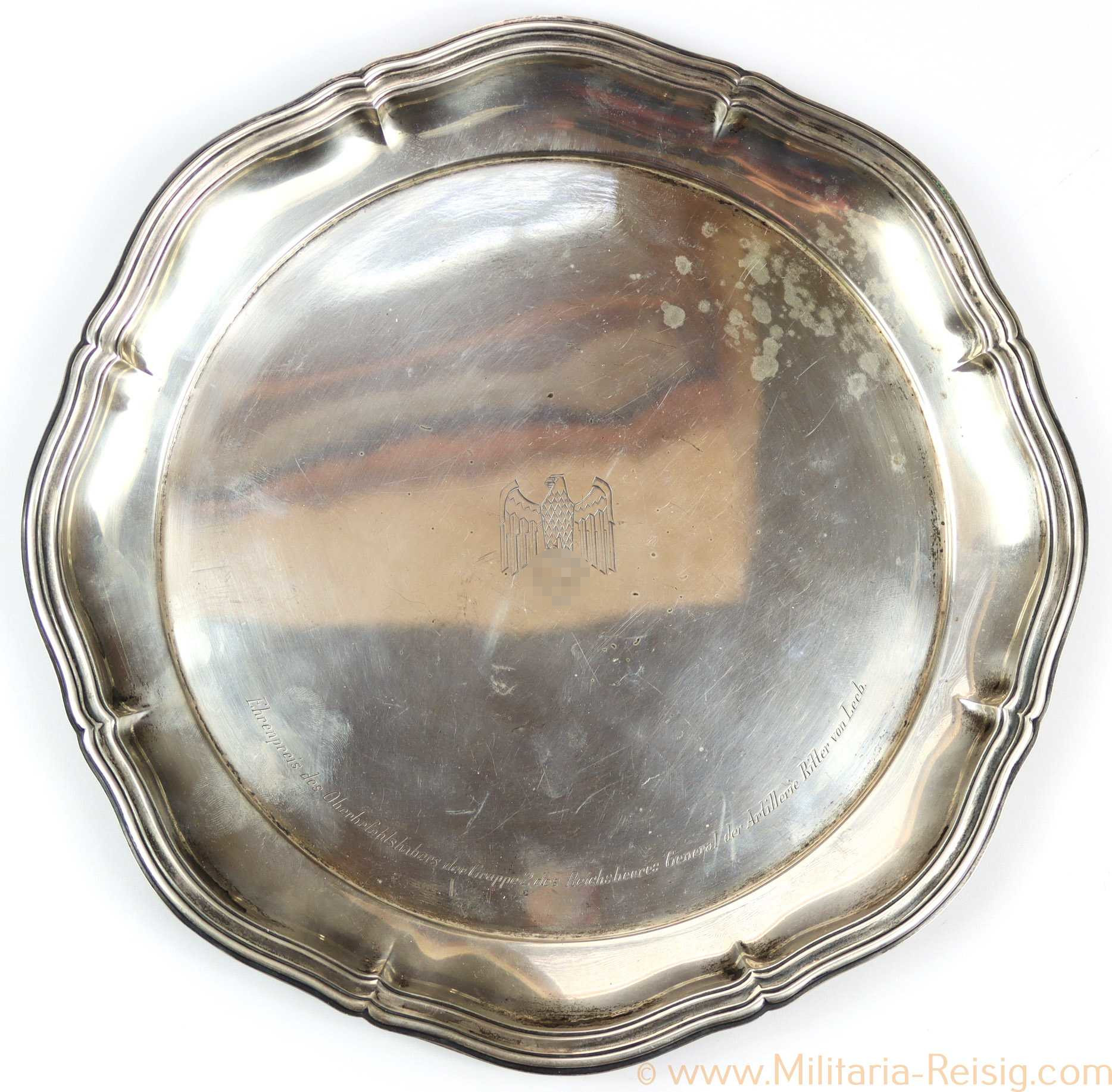 Silberteller - Ehrenpreis des Reichsheeres General der Artillerie Ritter von Leeb