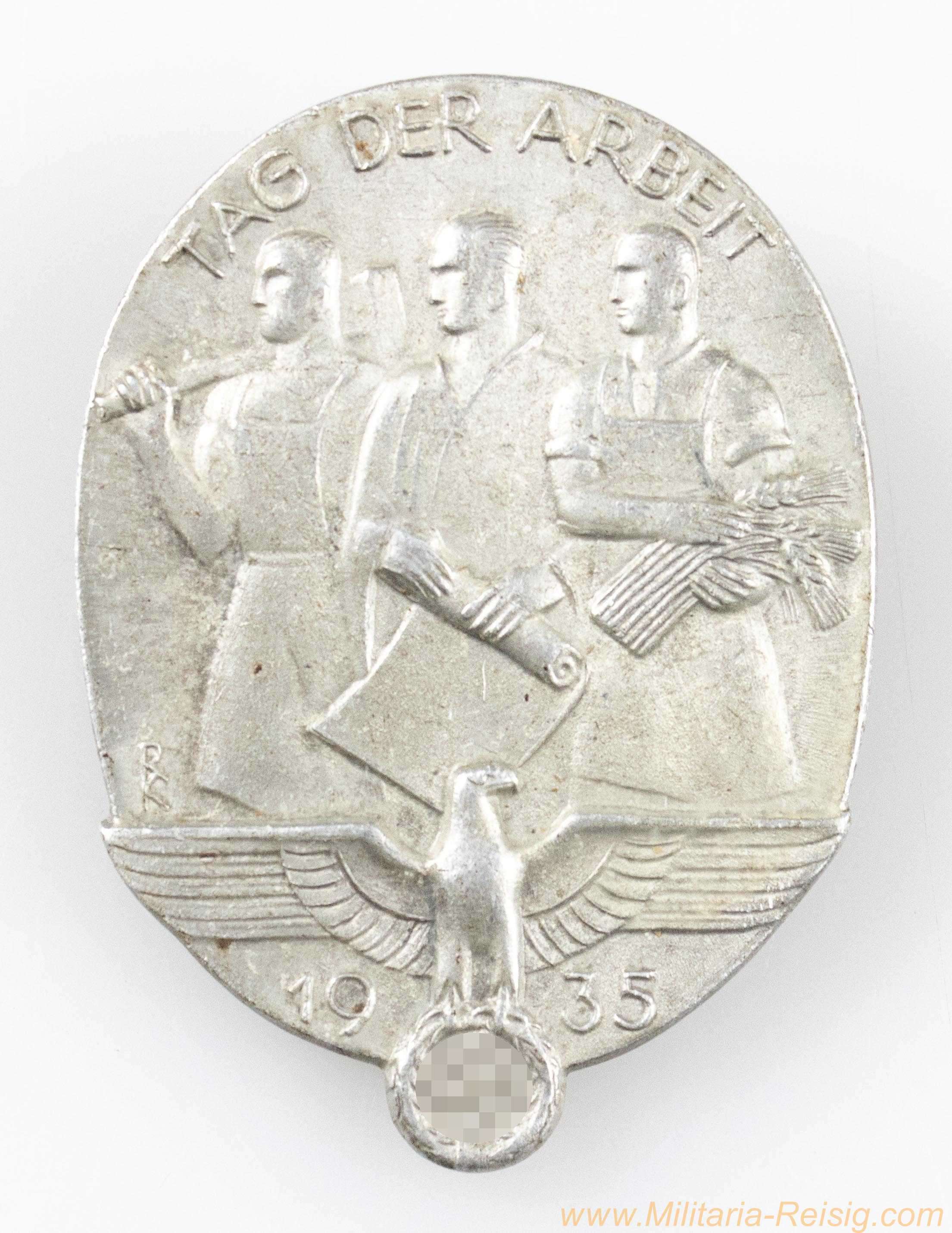 Abzeichen Tag der Arbeit 1935, Hersteller Gebr. Bender, Oberstein/Nahe