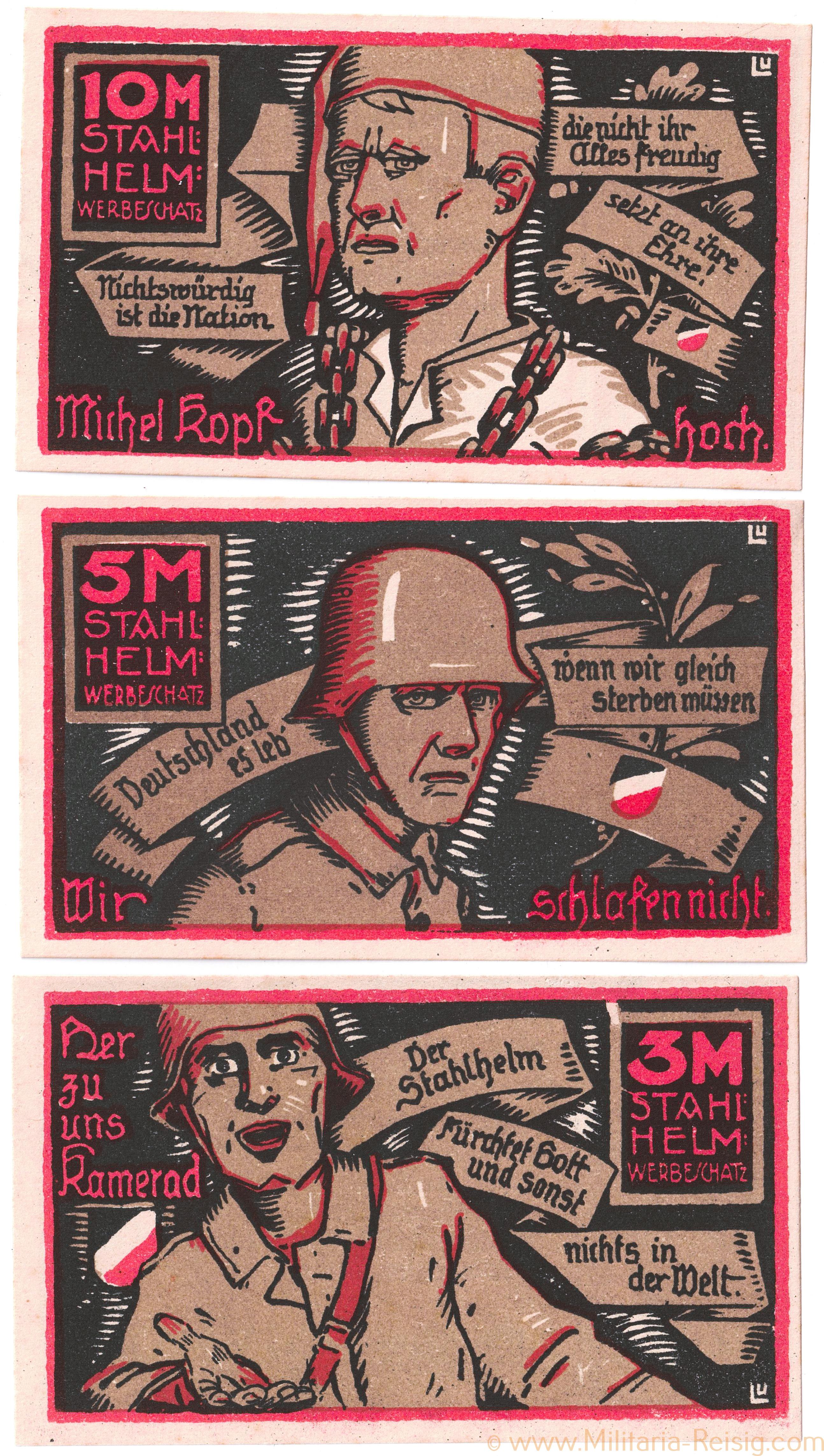 Satz Stahlhelm Bund der Frontsoldaten Notgeld 1922, Hamburg