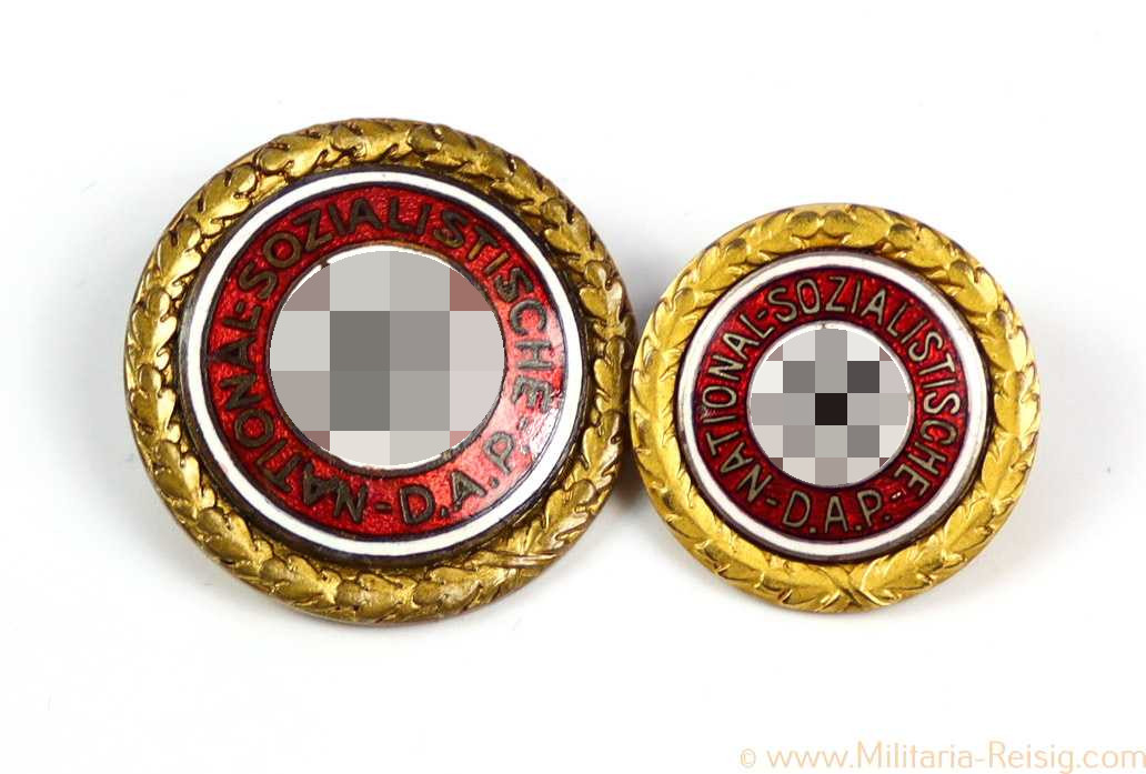 Paar Goldene Parteiabzeichen der NSDAP, Hersteller Deschler & Sohn München