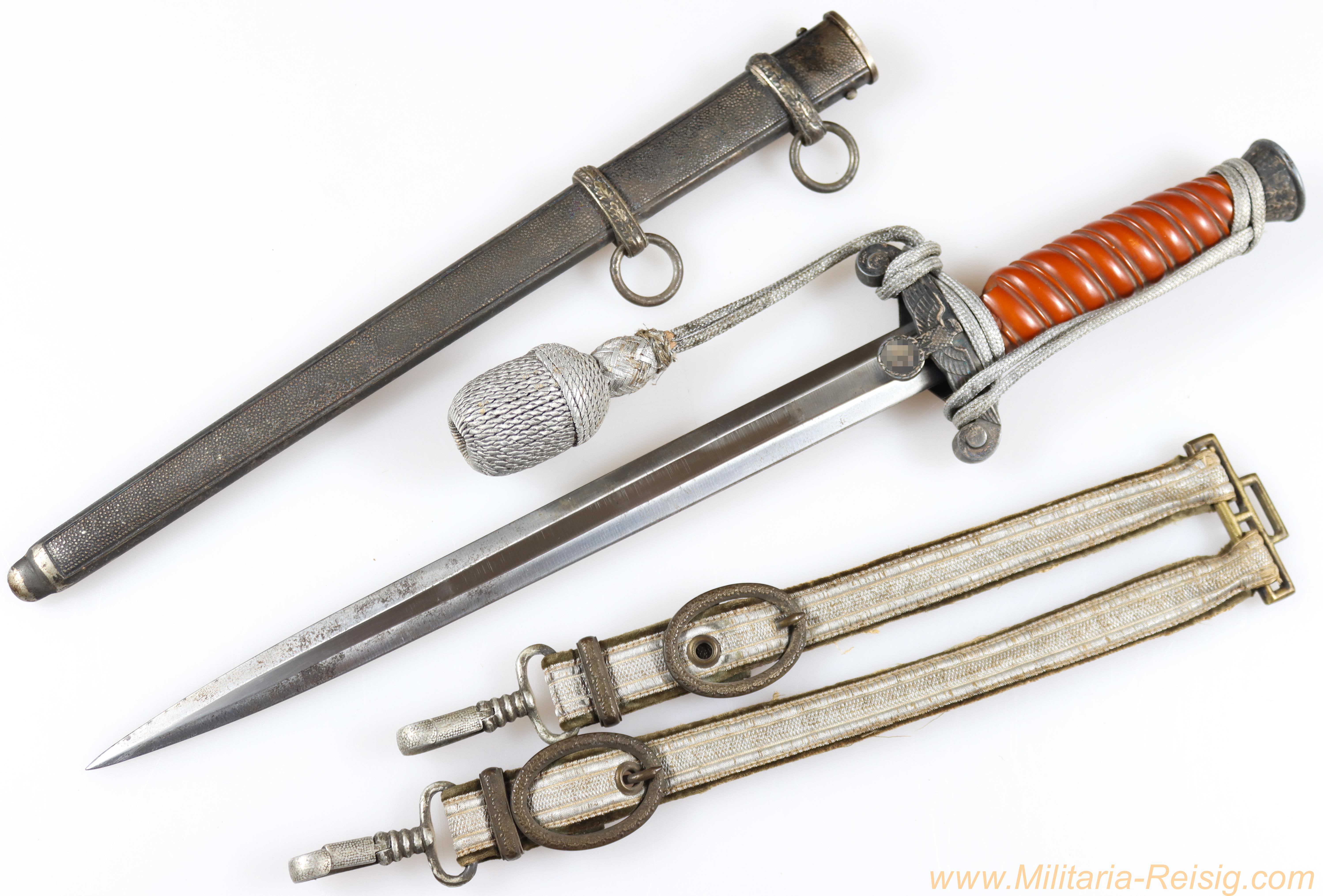 Heeres Offiziersdolch mit Gehänge u. Portepee, Hersteller Arthur Schüttelhöfer & Co, Solingen