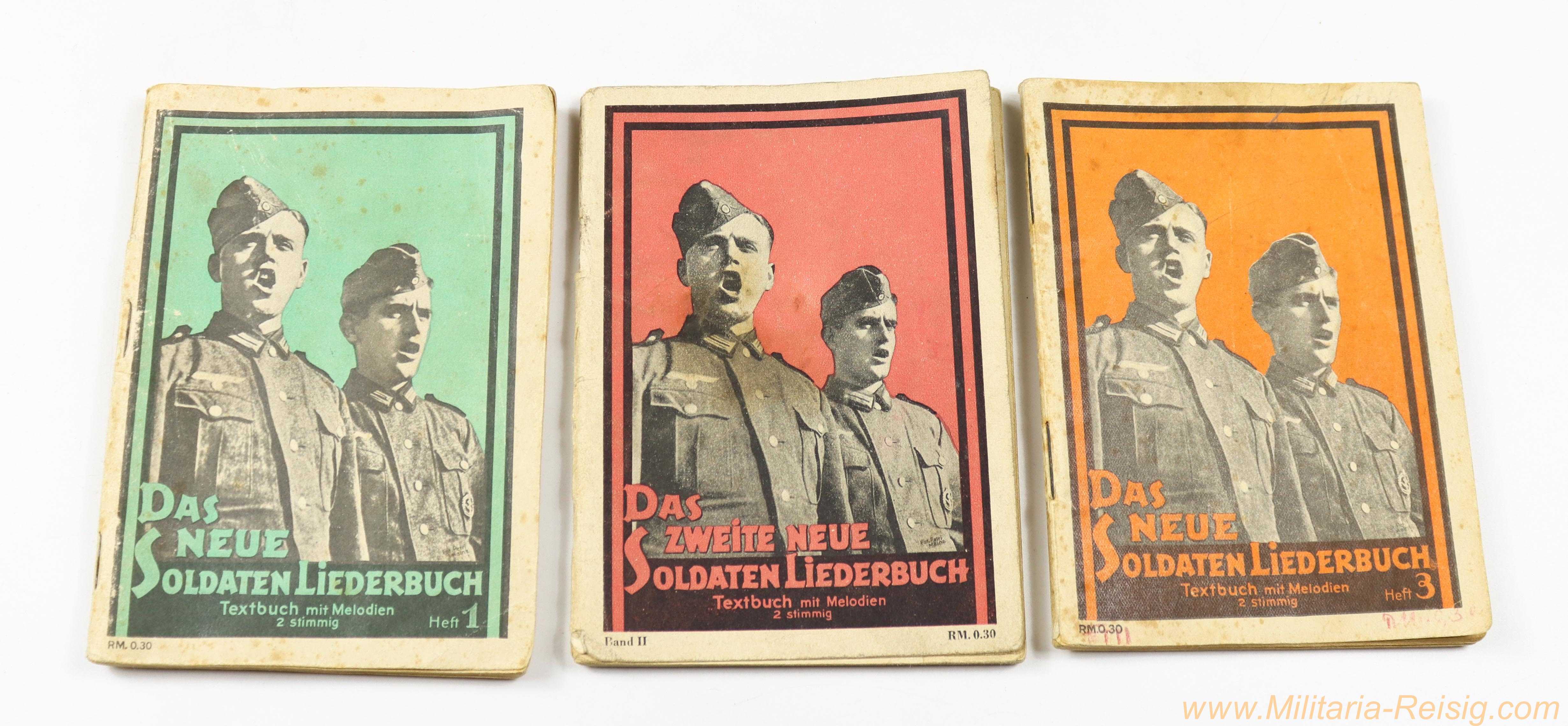 3x "Das neue Soldaten-Liederbuch" – Band I, II und III – Textbuch mit Melodien
