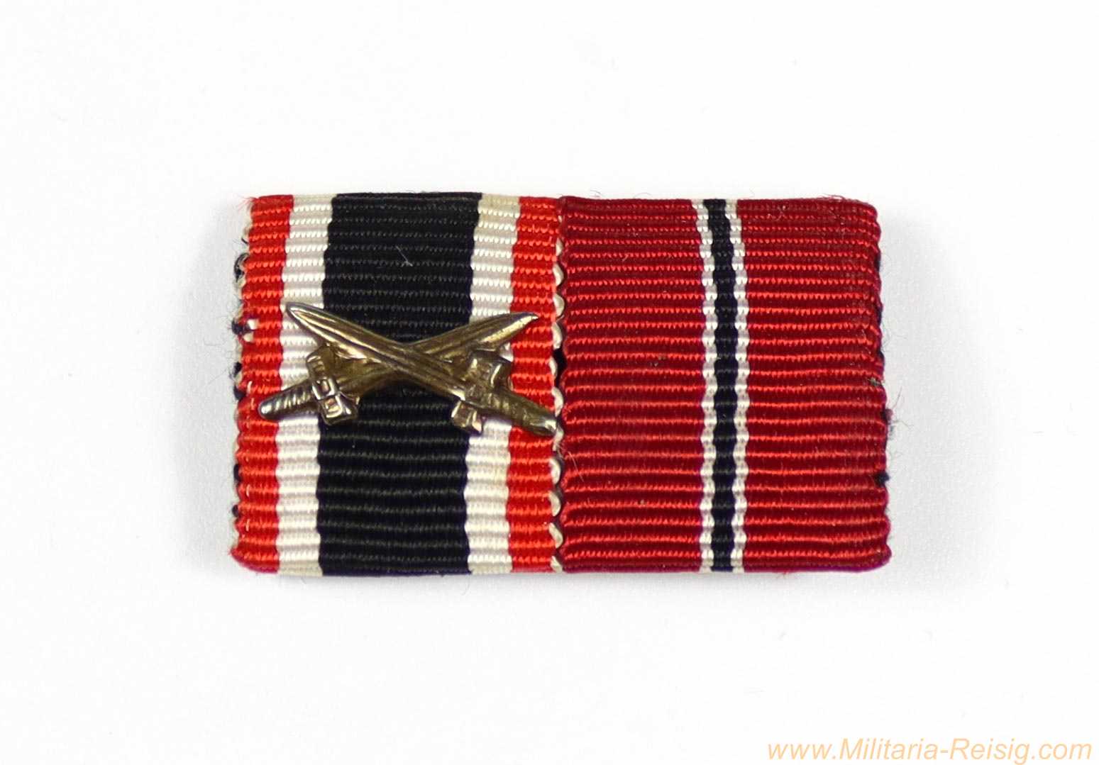 Bandspange mit 2 Auszeichnungen – KVK 2. Kl. m. Schwertern & Ostmedaille