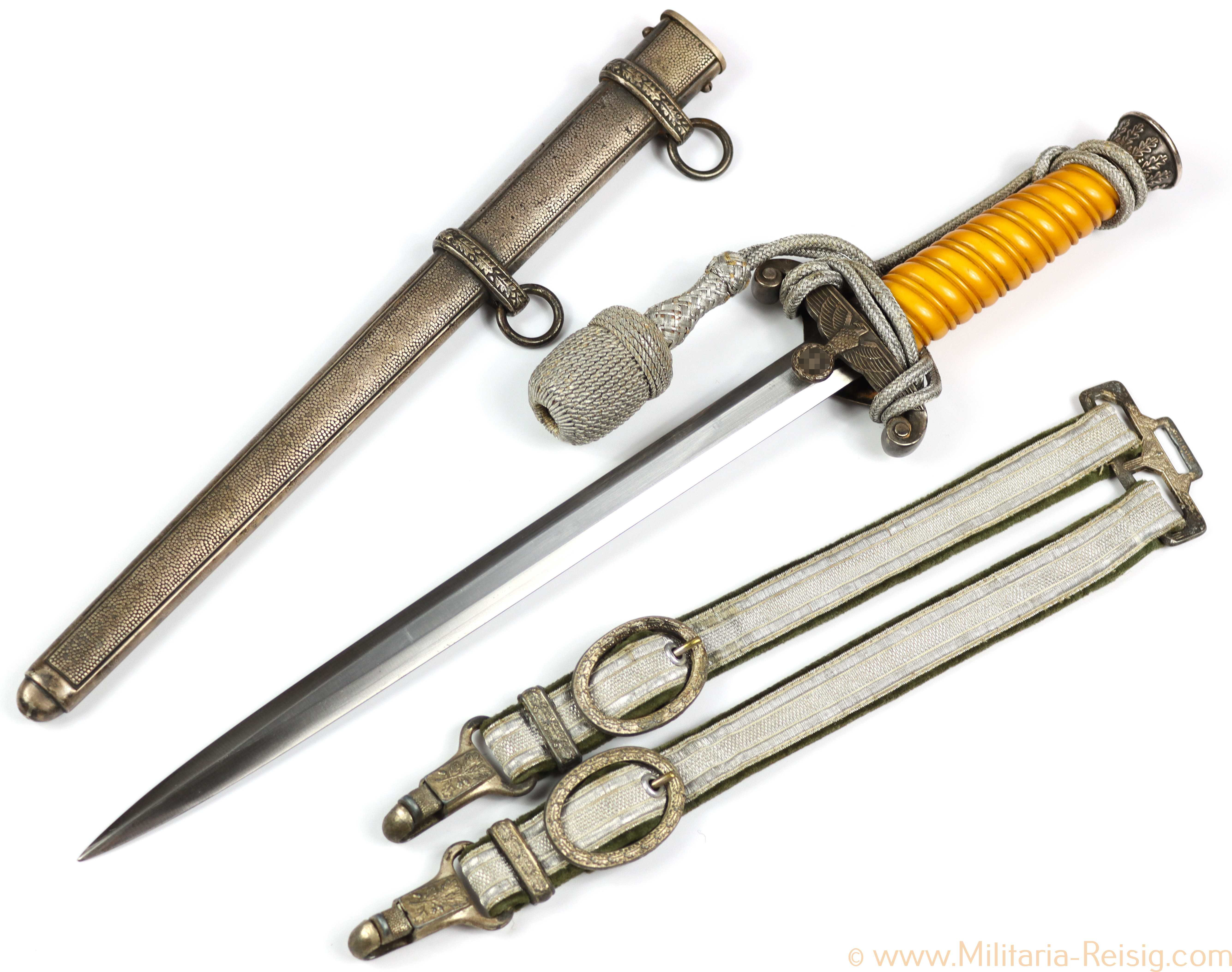 Heeres Offiziersdolch, Hersteller WMW mit Gehänge u. Portepee
