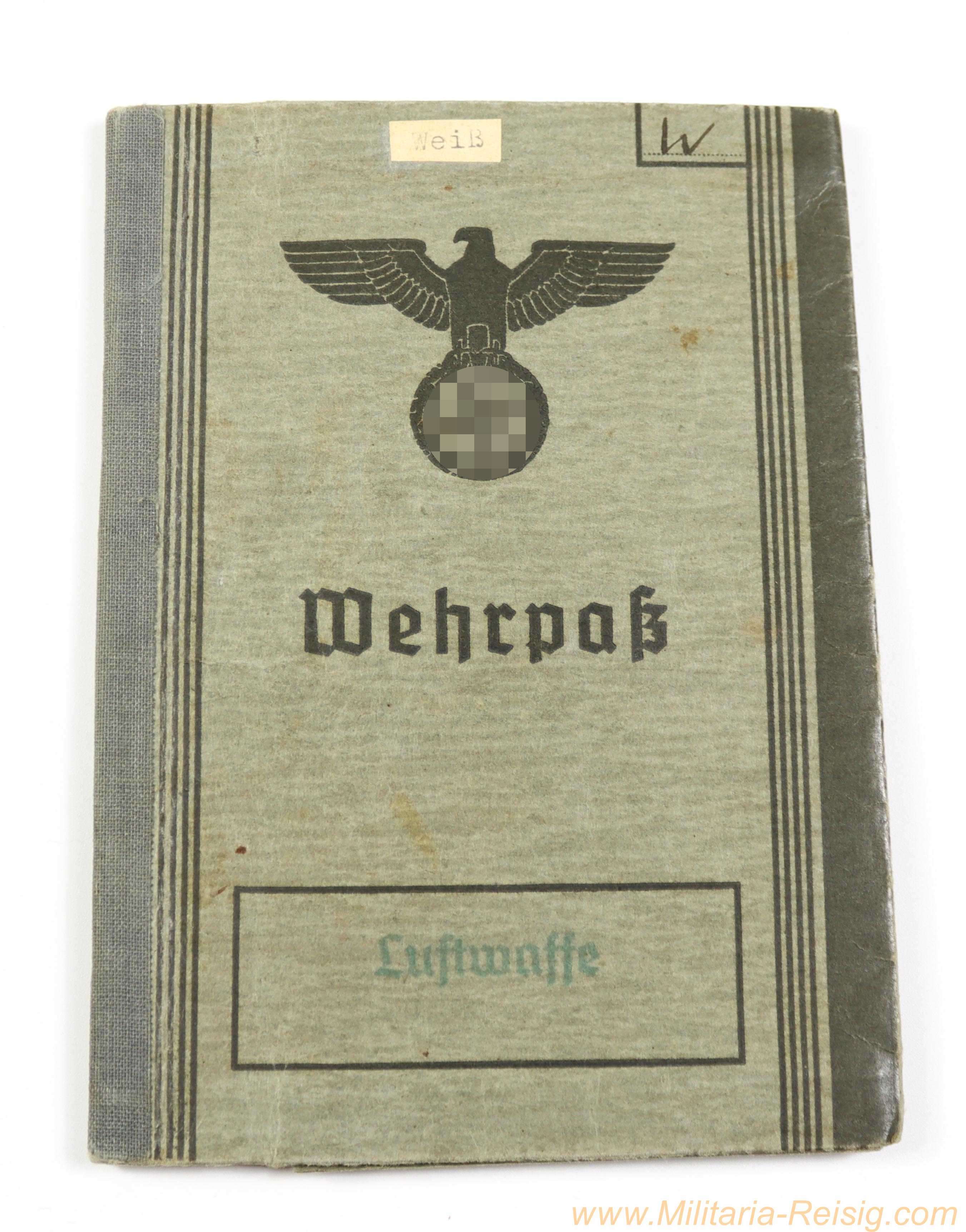 Wehrpass Luftwaffe – Stefan Weiß, Augsburg 1938, Luftpark Gablingen / Ergänzungs-Zerstörer-Gruppe