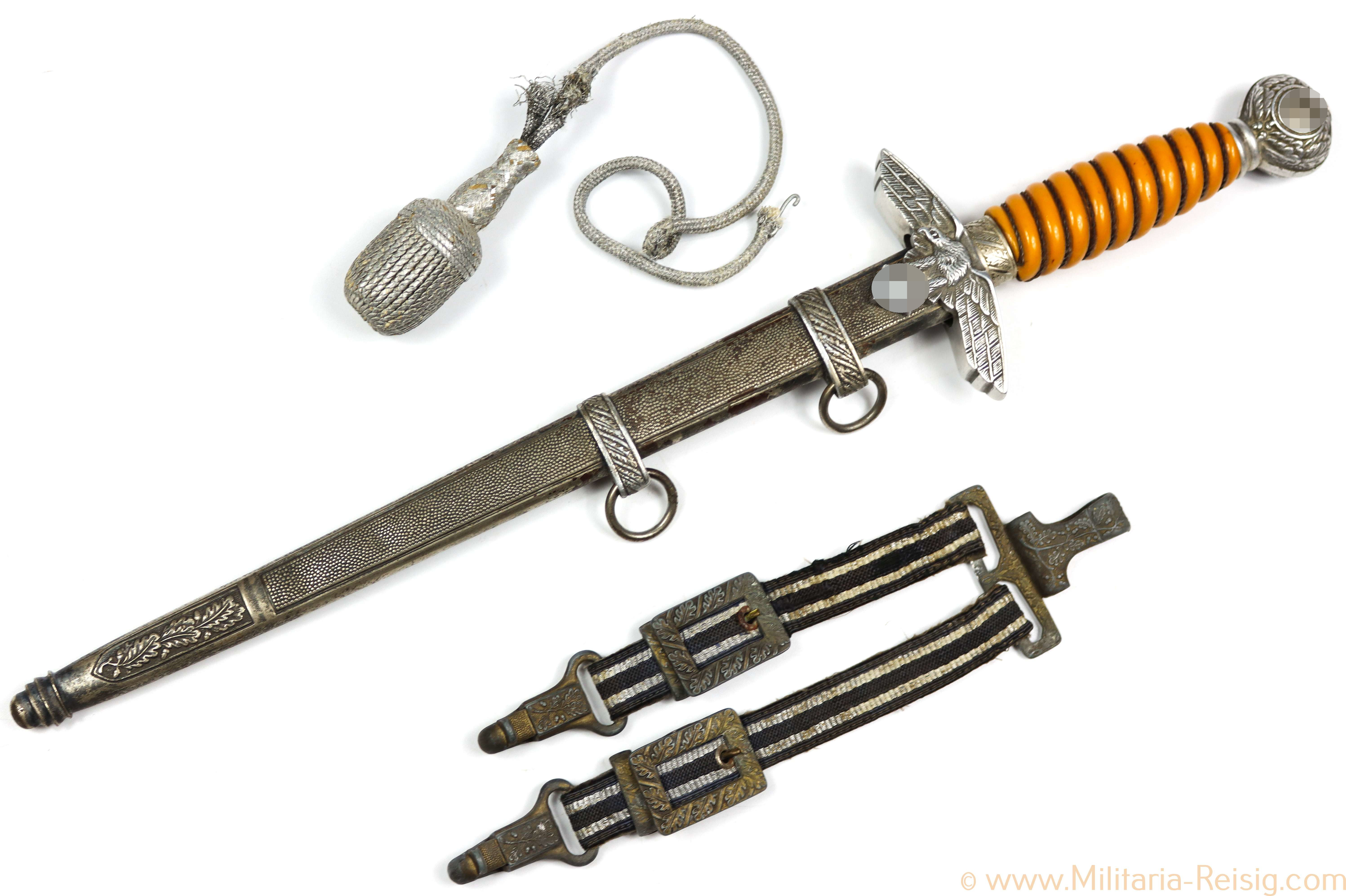 Luftwaffe Offiziersdolch mit Gehänge u. Portepee, Herst. Tiger, Solingen