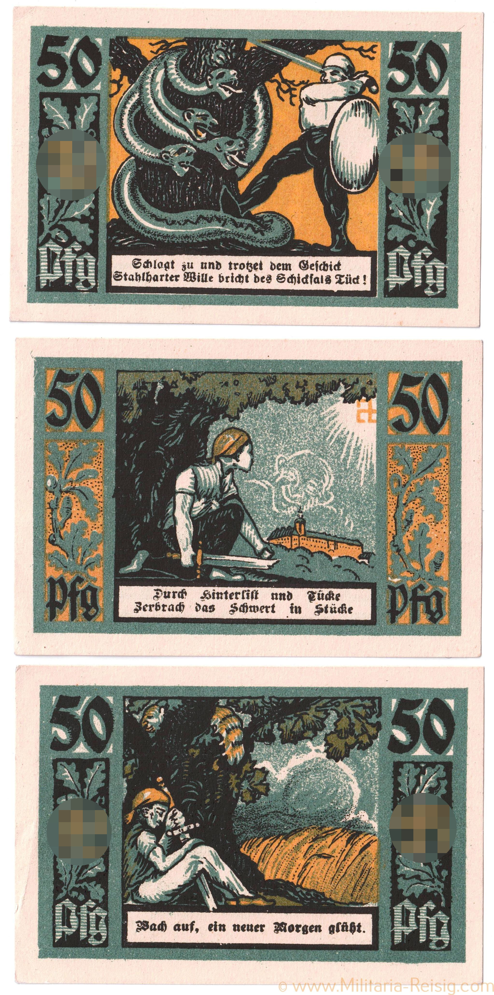 Satz Schutz- und Trutzbund, Ortsgruppe Rudolstadt 50 Pfennig Notgeld