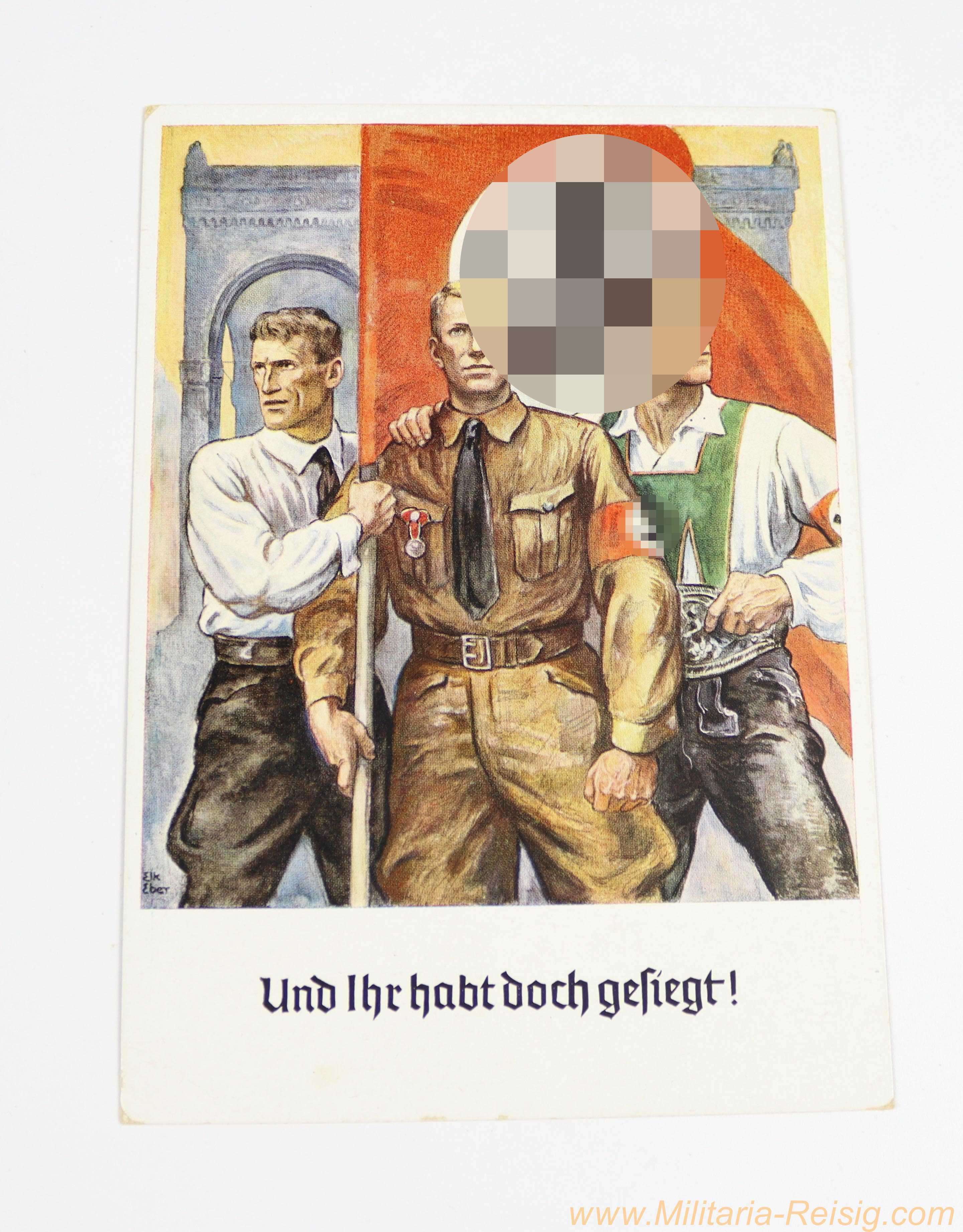 Propaganda-Postkarte "Und Ihr habt doch gesiegt!" – Erinnerungspostkarte 9.11.1938