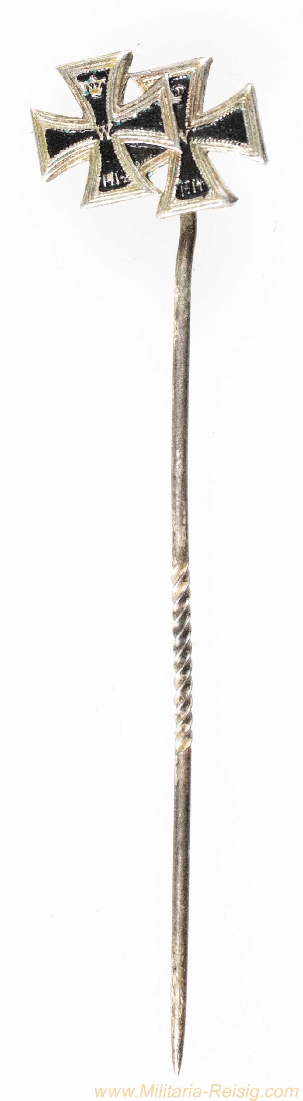 Anstecknadel 2x Eisernes Kreuz 1914 