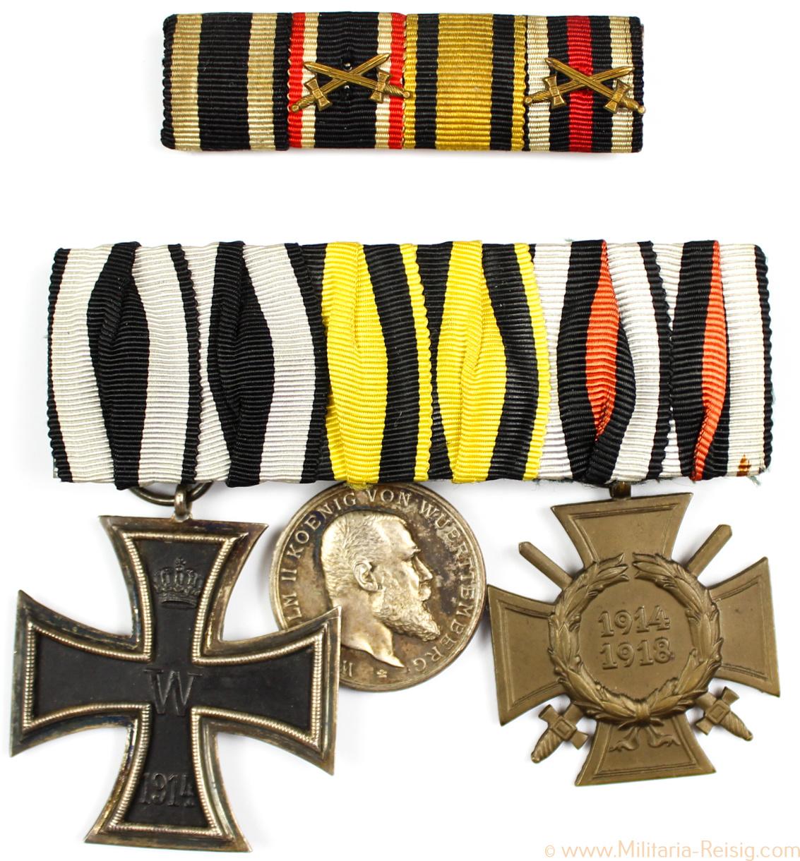 Ordensspange mit 3 Auszeichnungen, (EK 2 1914, MVM, Frontkämferkreuz)