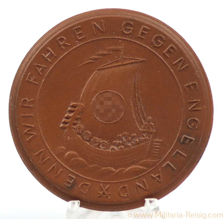 Porzellanplakette - "Denn wir fahren gegen Engeland"