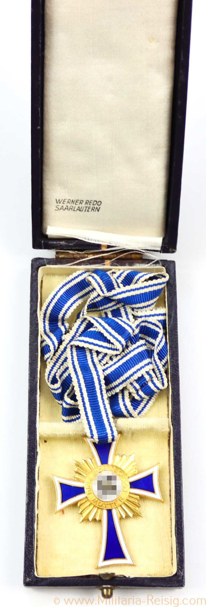 Mutterkreuz in Gold im Etui, Hersteller Werner Redo, Saarlautern