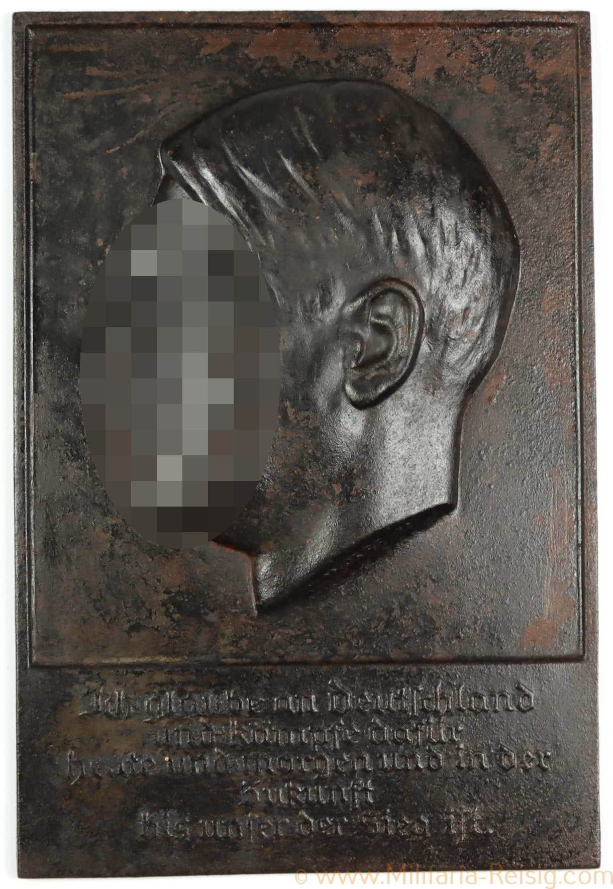 Plakette / Wandrelief "Adolf Hitler", Herst. W. Wolff 3