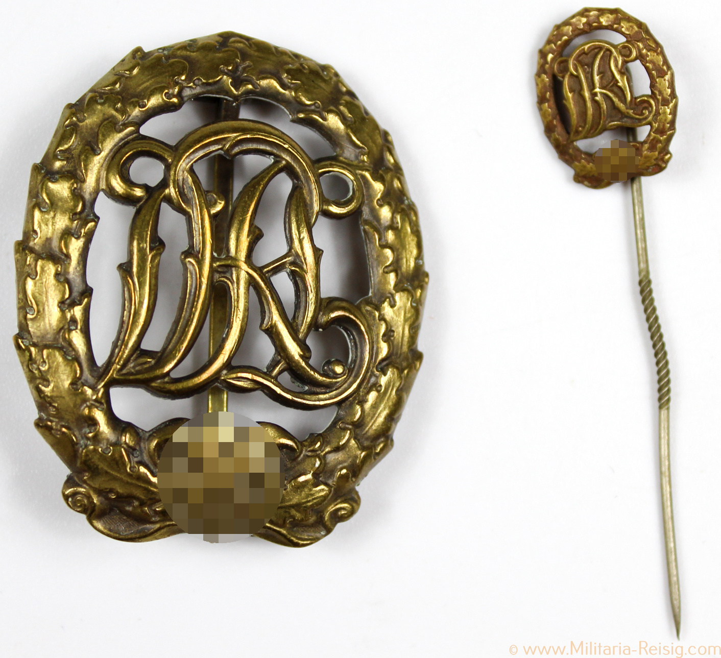 Reichssportabzeichen DRL in Bronze - Herst. Karl Hensler, Pforzheim + Anstecknadel