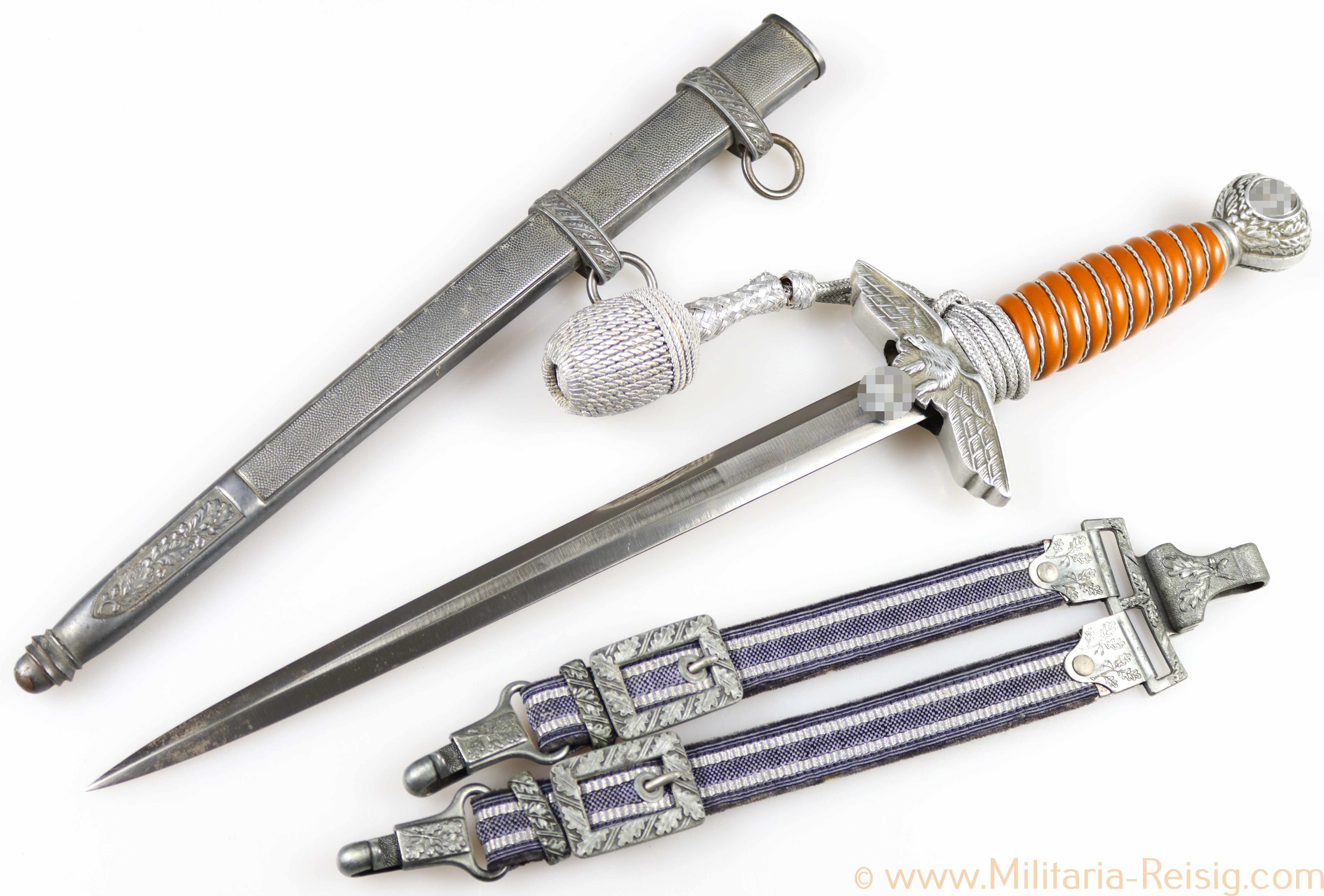 Luftwaffe Offiziersdolch mit Gehänge und Portepee, Hersteller Carl Eickhorn, Solingen 