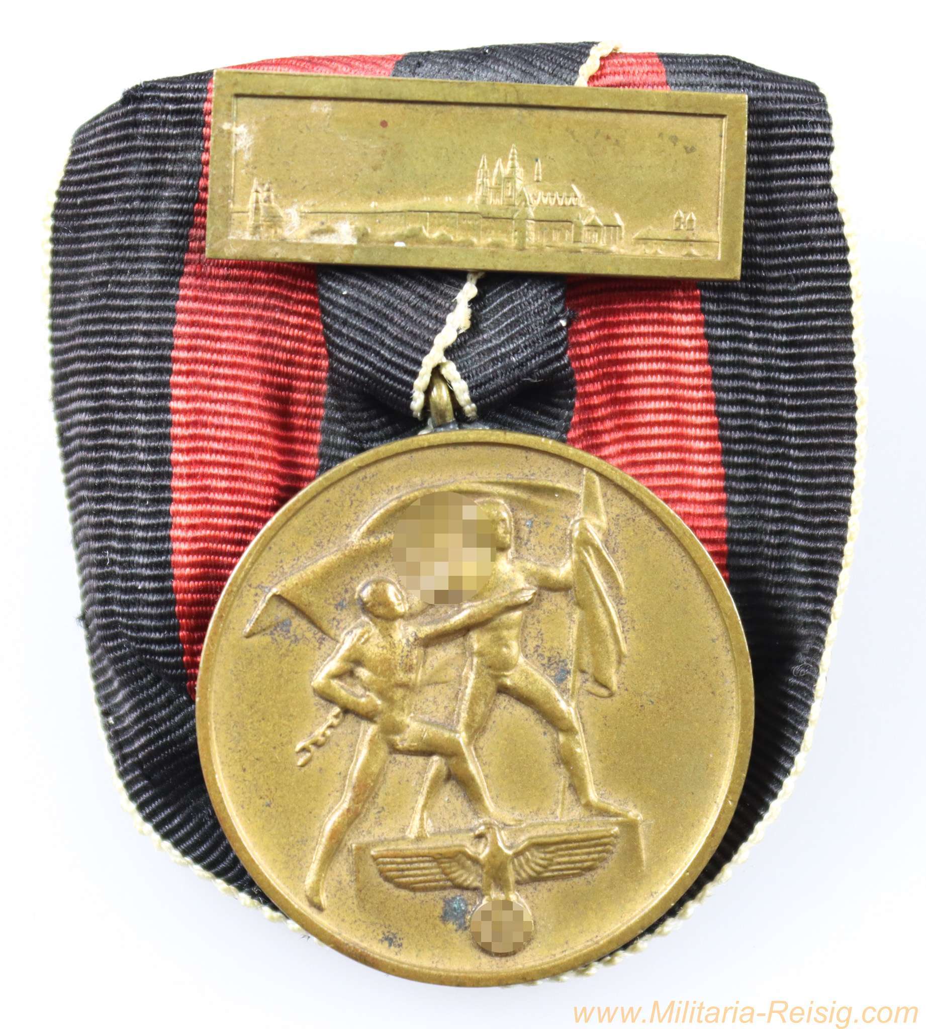 Einzelspange Sudetenland-Medaille mit Auflage "Prager Burg"