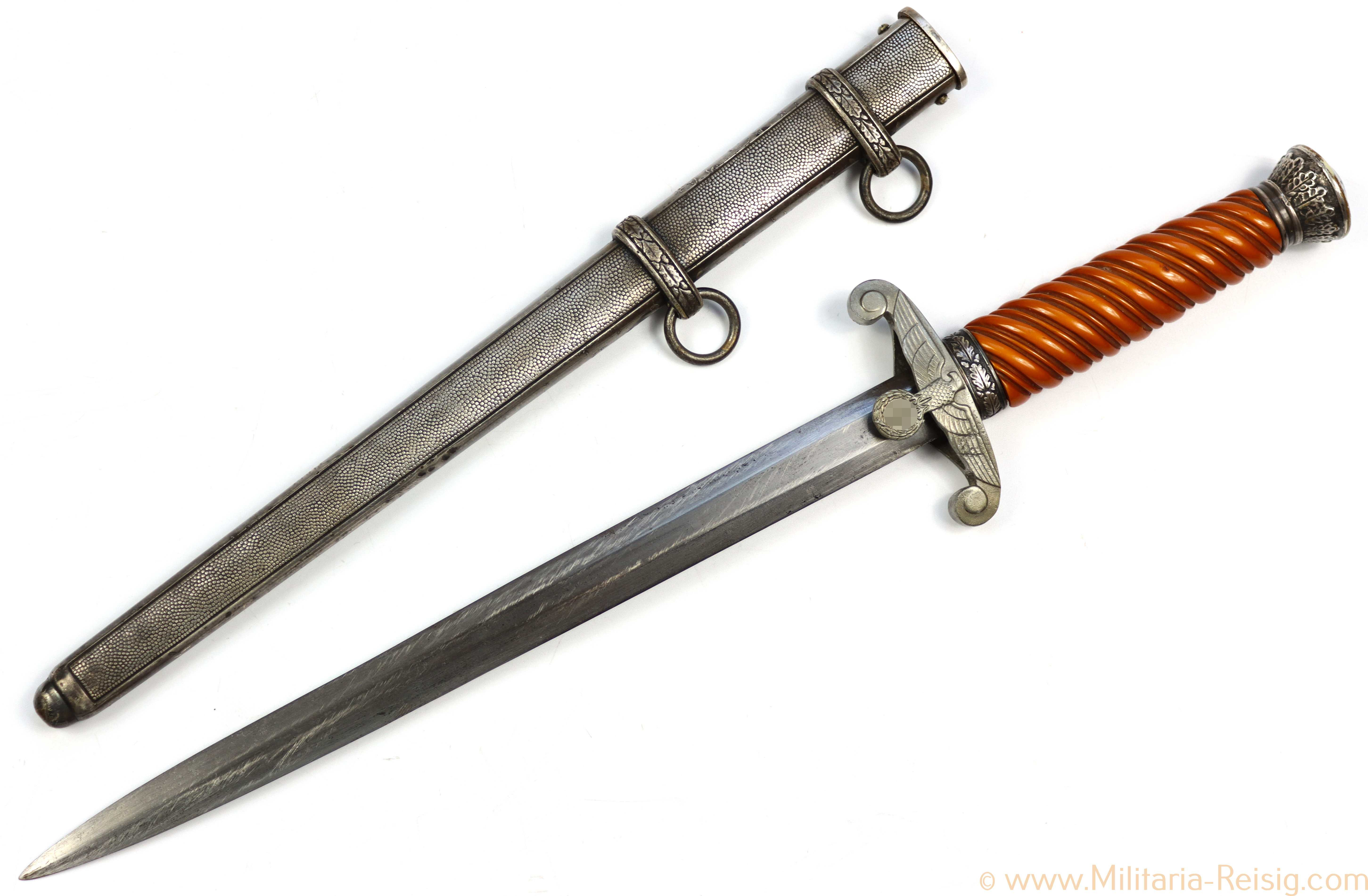 Früher Heeres Offiziersdolch mit sogenannten Steilgriff - Herst. C. Gustav Spitzer, Solingen