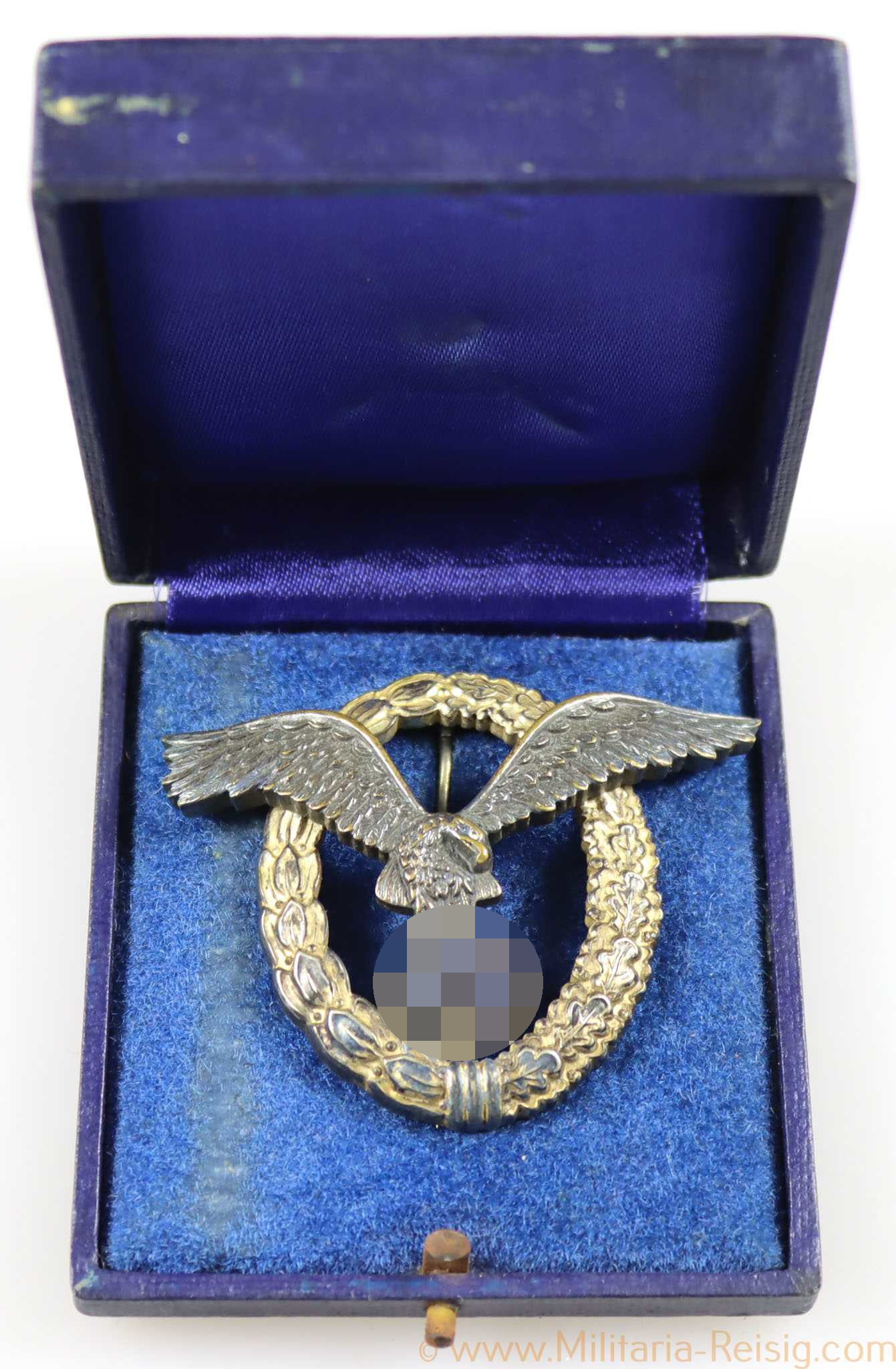 Flugzeugführerabzeichen im Etui, Hersteller Berg & Nolte, Lüdenscheid
